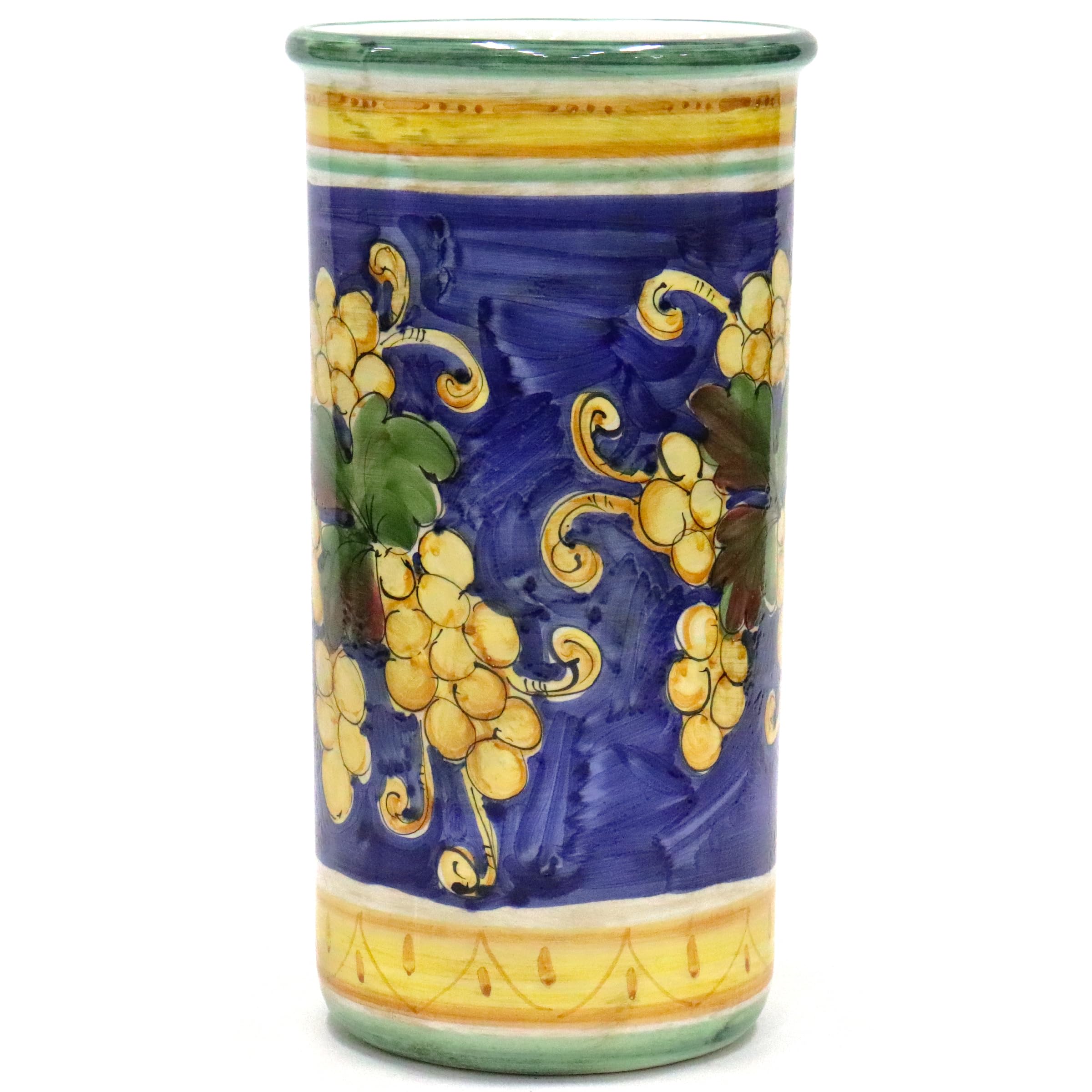 Amazon｜【イタリア製 マヨリカ焼き 傘立て】ブルー/ブドウ柄 / Ф23