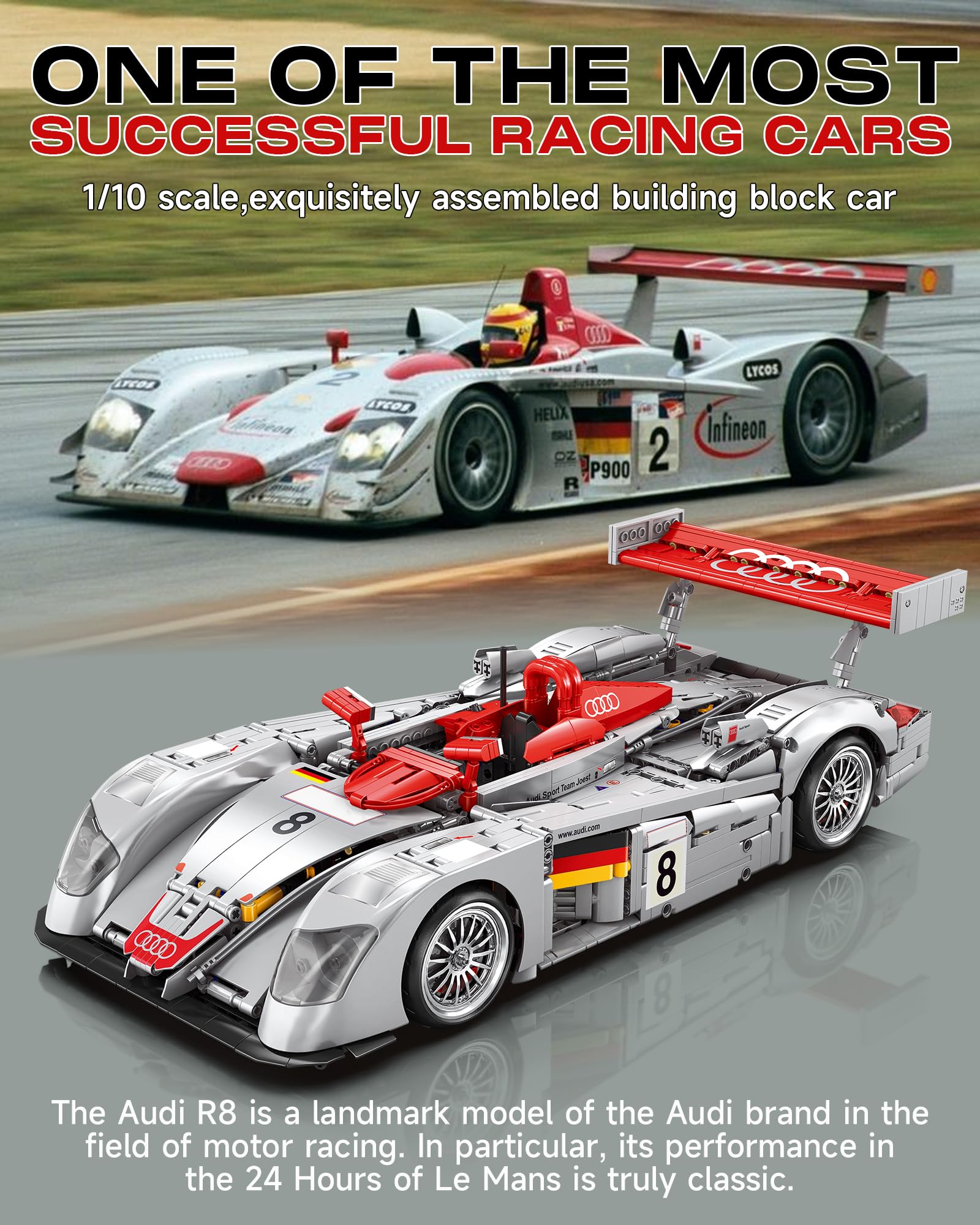Amazon.com: MOCBURIKU Audi R8 LM-P 24H Le Mans Winner, Collectible