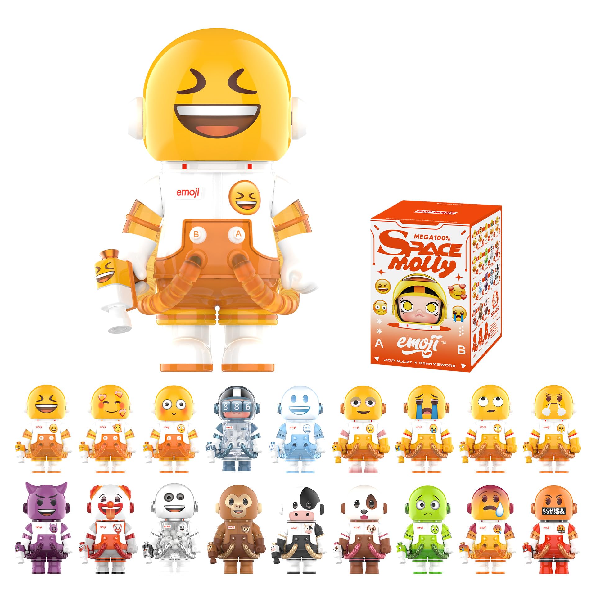 Amazon.com: POP MART MEGA Space Molly 100% × Emoji Series, Molly