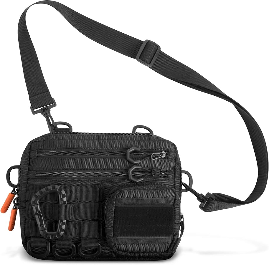 Fitdom Black Small Tactical Messenger Bag For Men. This EDC Has