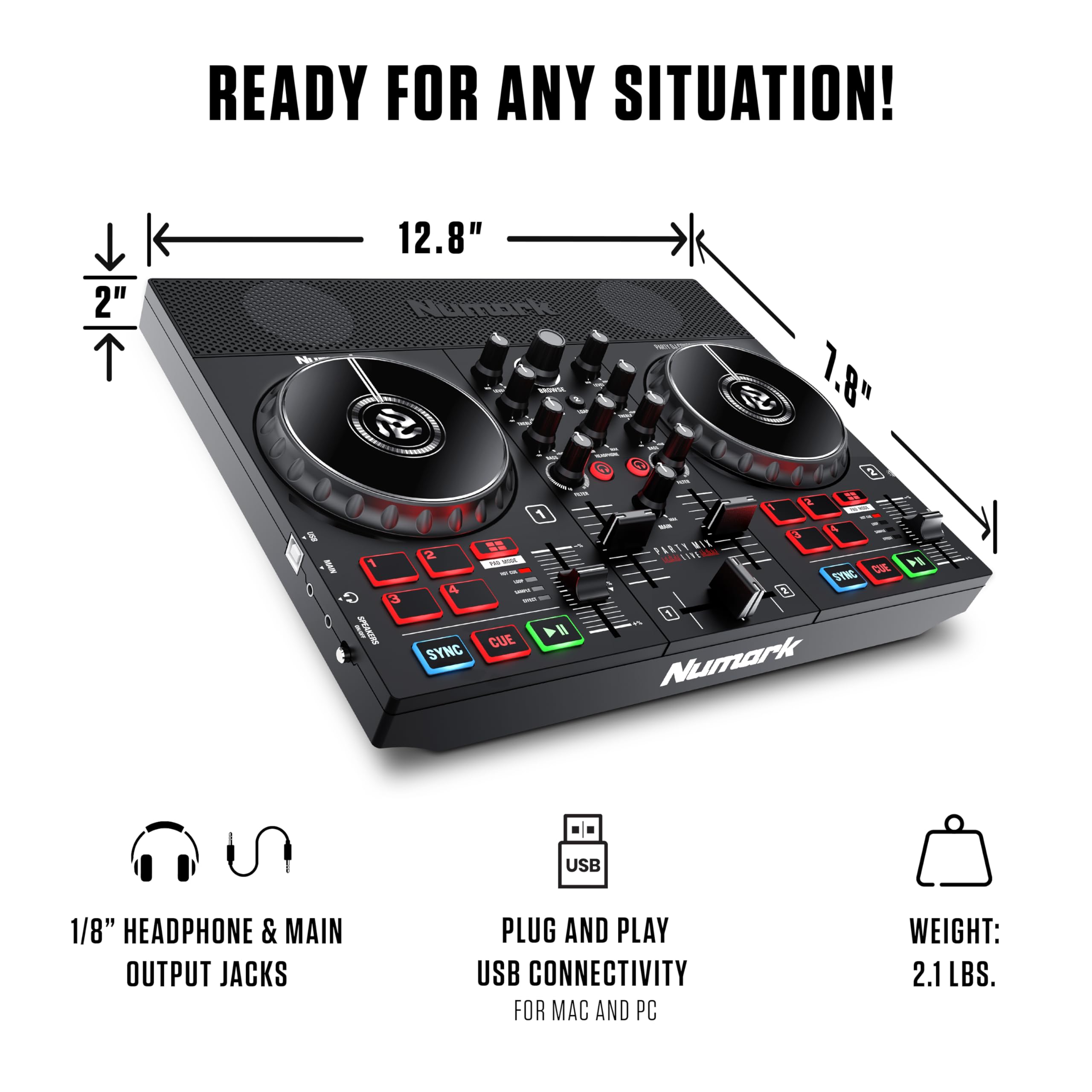 Amazon.com: Numark Party Mix Live + HF125 - DJ Controller/Adults