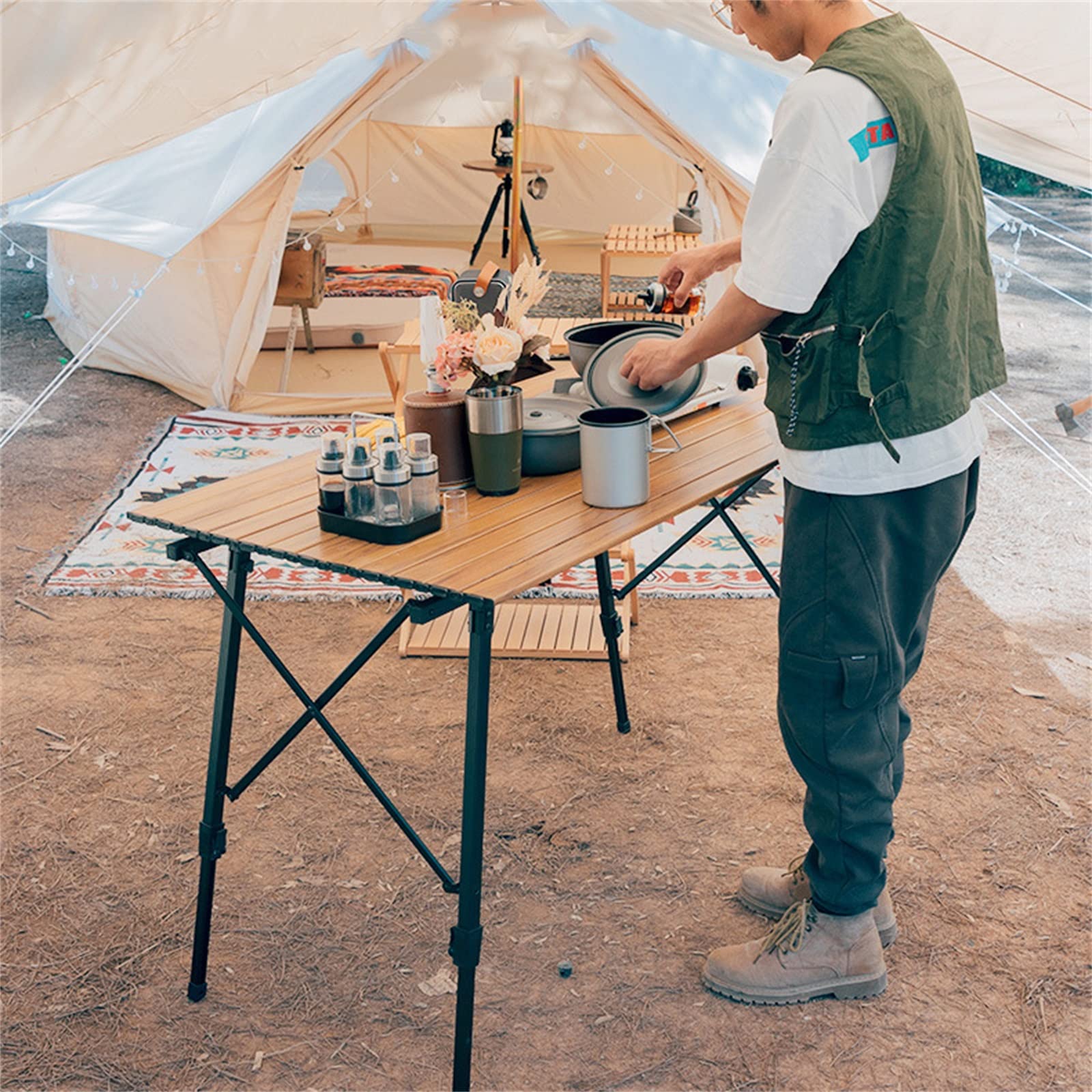 Amazon.co.jp: キャンプ テーブル ピクニックキャンプのための袋を持つ