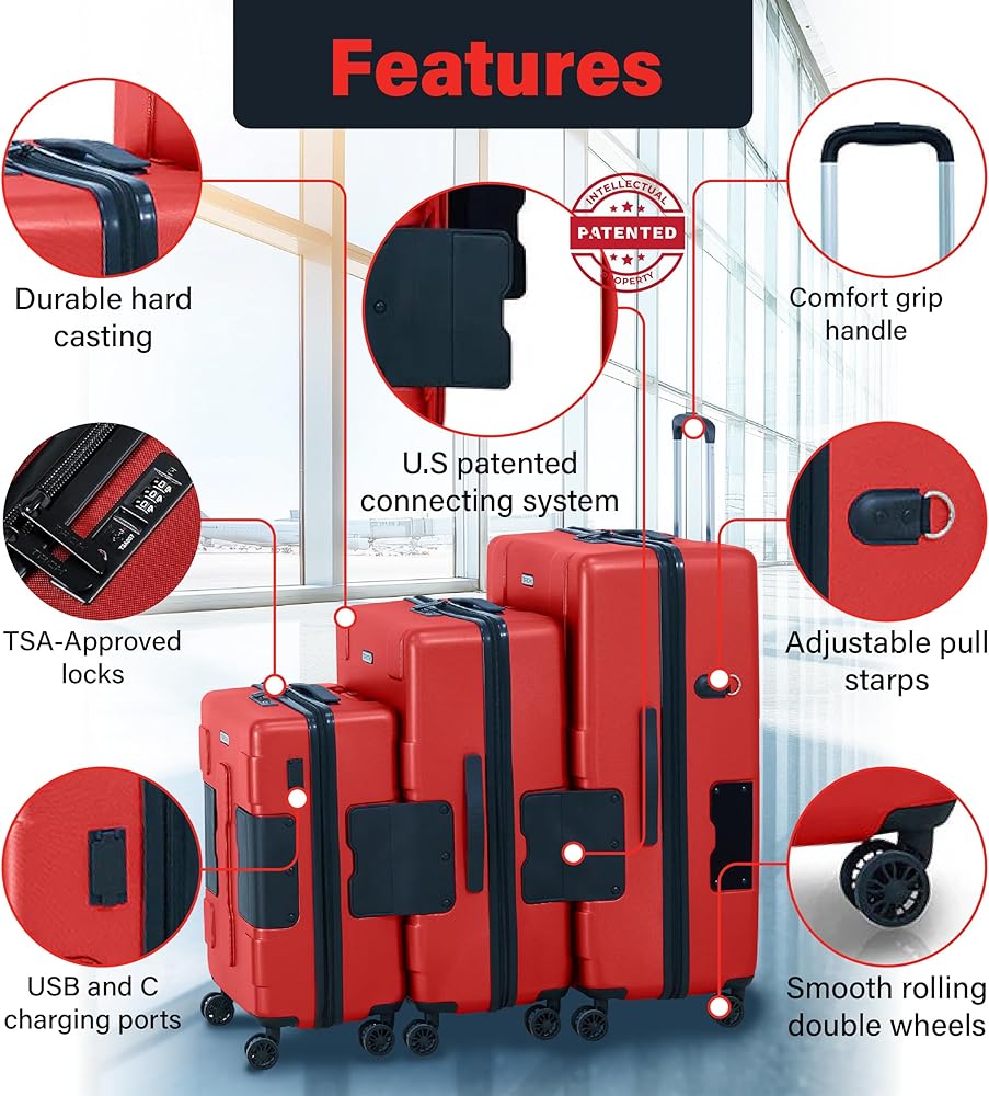 Amazon.com | TACH Patented Connecting Hard Shell 3 Piece Luggage