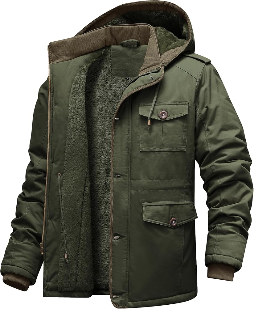 CHEXPEL Men's Winter Jackets with Removable Hood Fleece Lined