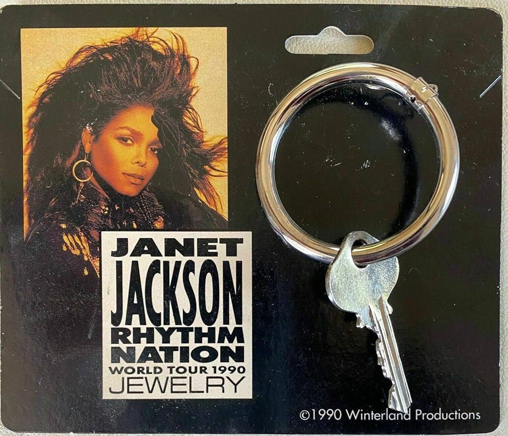 Janet Jackson 1989 Rhythm Nation RARE Key Hoop Earring Vintage at
