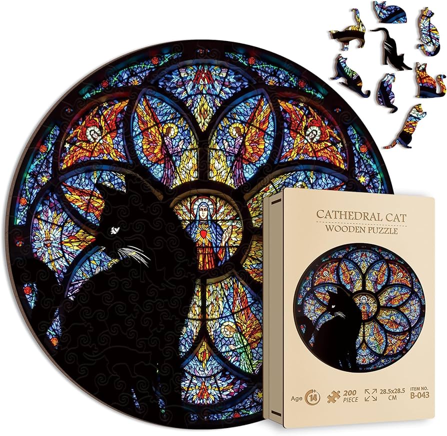 Amazon | ステンドグラス 猫 木製パズル 大人用 200ピース カラフル