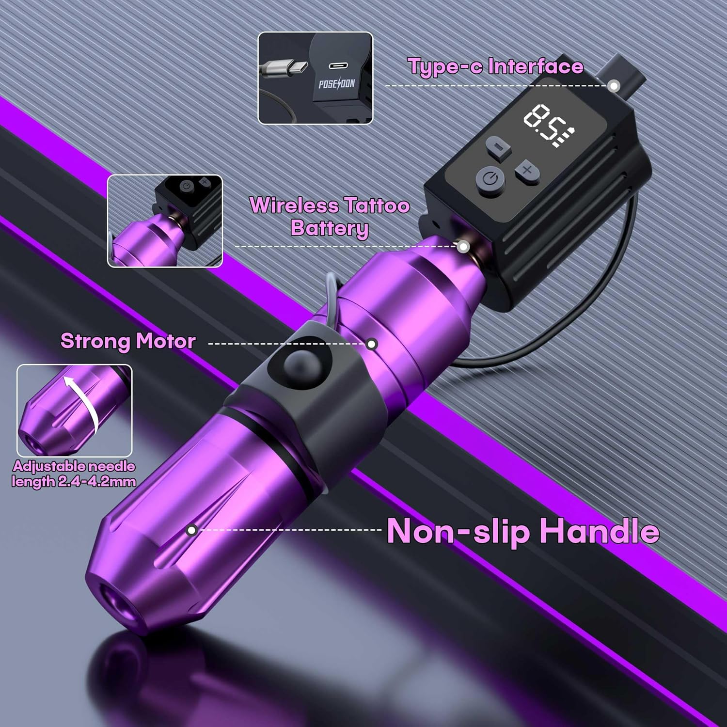 POSEIDON ワイヤレスロータリータトゥーマシンキット PTK201 ユーザー