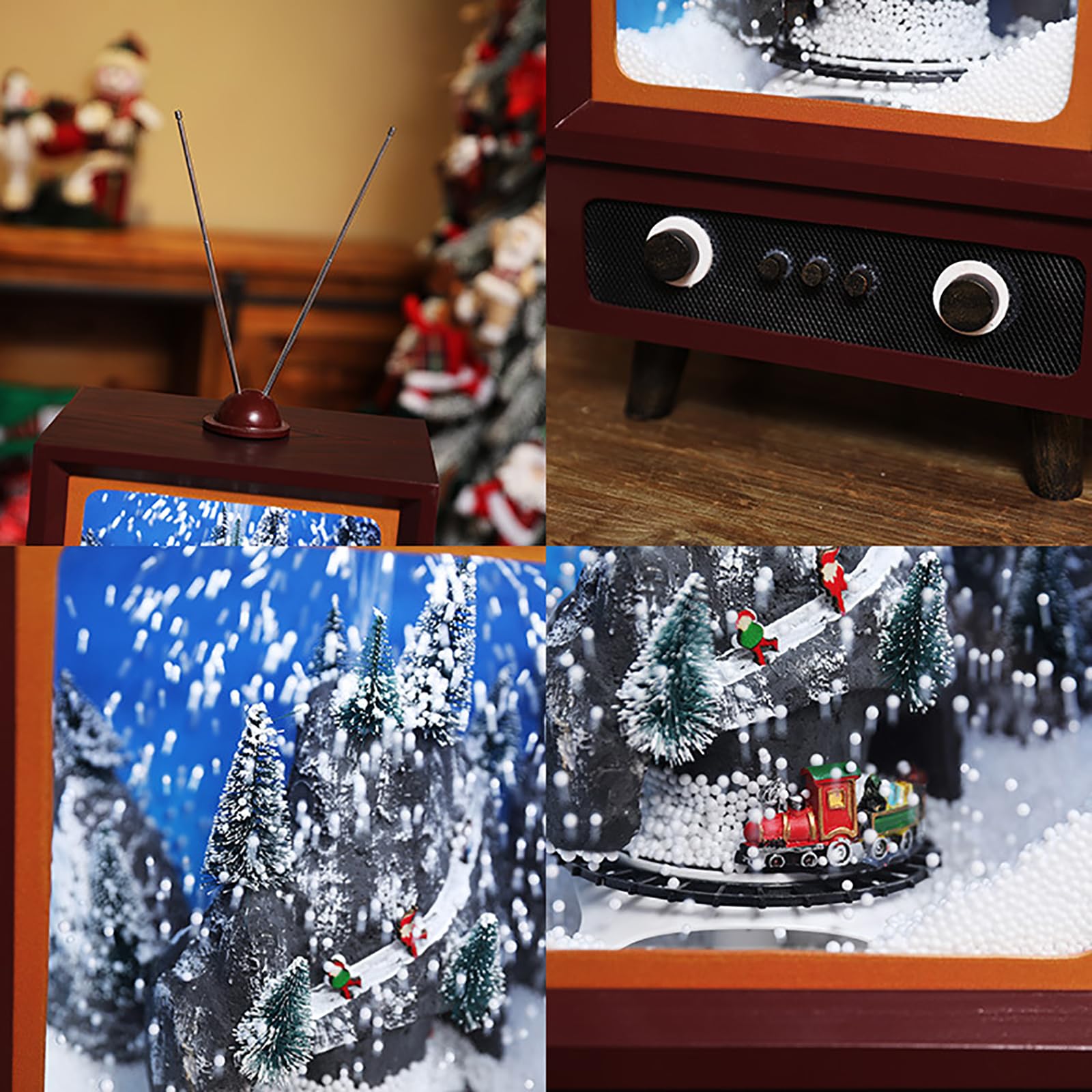 Amazon.co.jp: LEDスノードームテレビ、レトロテレビクリスマススノー