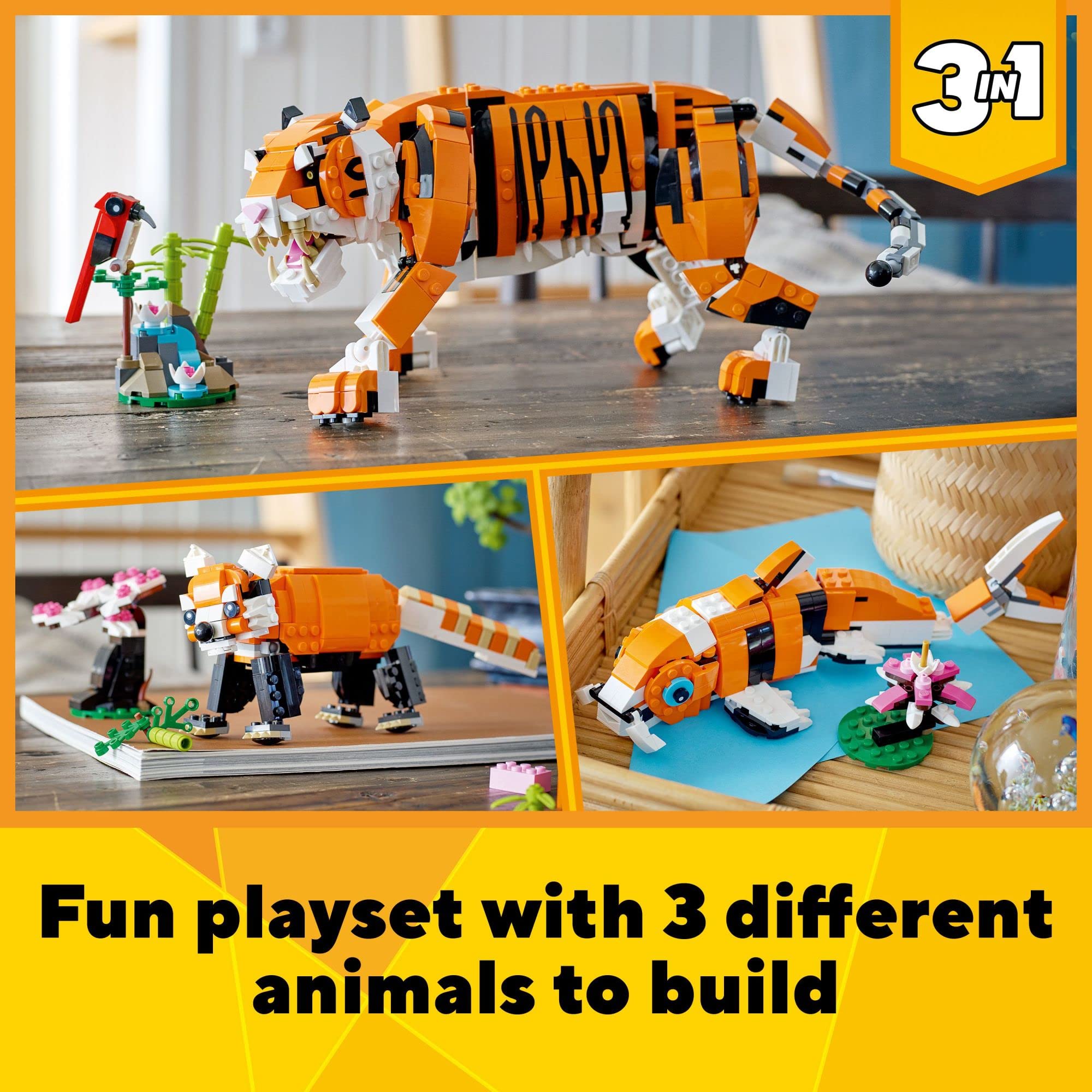 LEGO Creator 3in1 Majestic Tiger 31129 Building Kit; Animal Toys