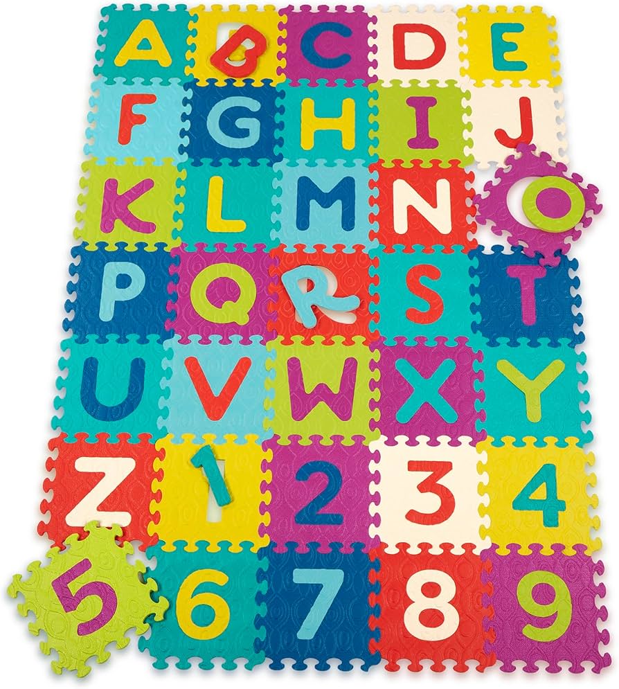 B. Toys – Alphabet & Numbers Floor Mat – 35 Interlocking Foam