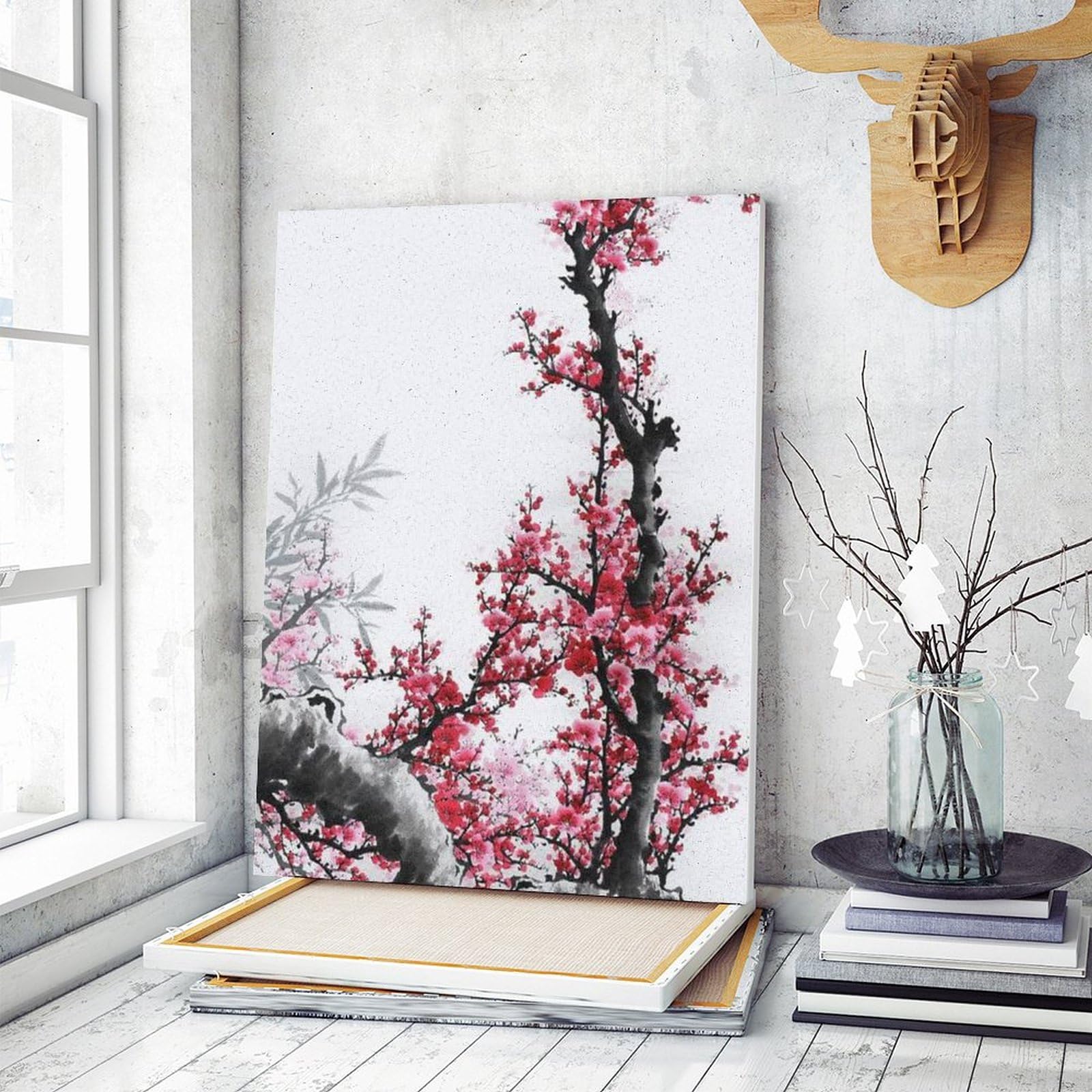 Amazon | 梅の花の中国画 数字キットによる絵画 数字油絵 中国の花の壁