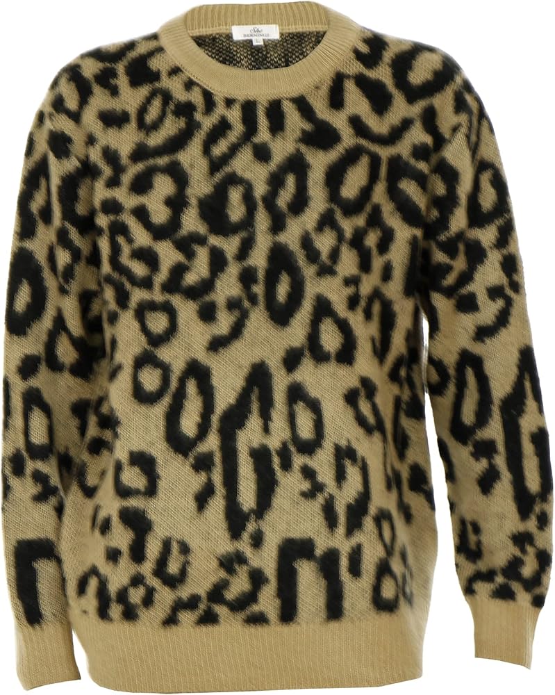Amazon | [CrossWorld] ヒョウ柄 ニット セーターメンズ クルーネック