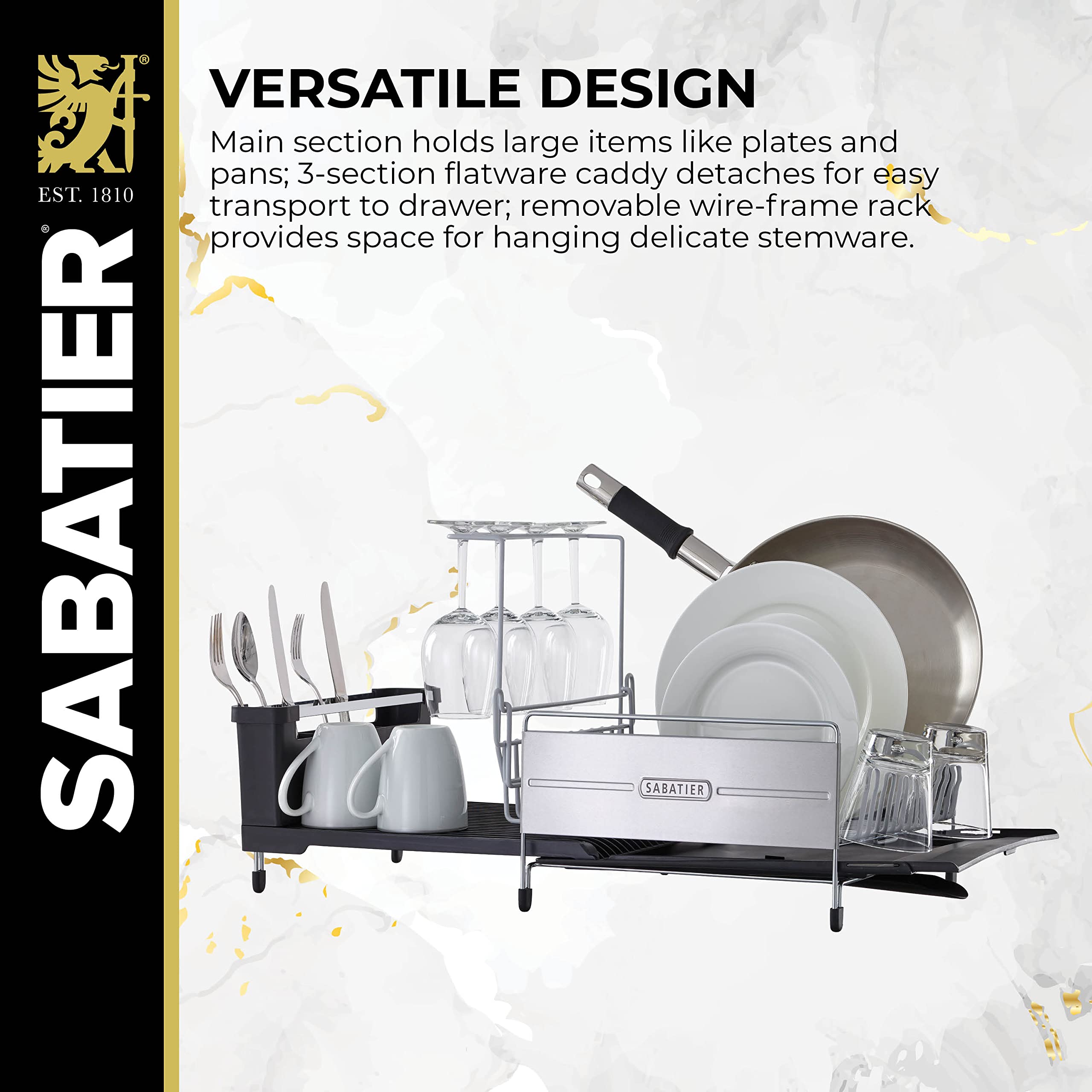 Amazon | Sabatier Expandable Dish Rack with Soft Touch Coating