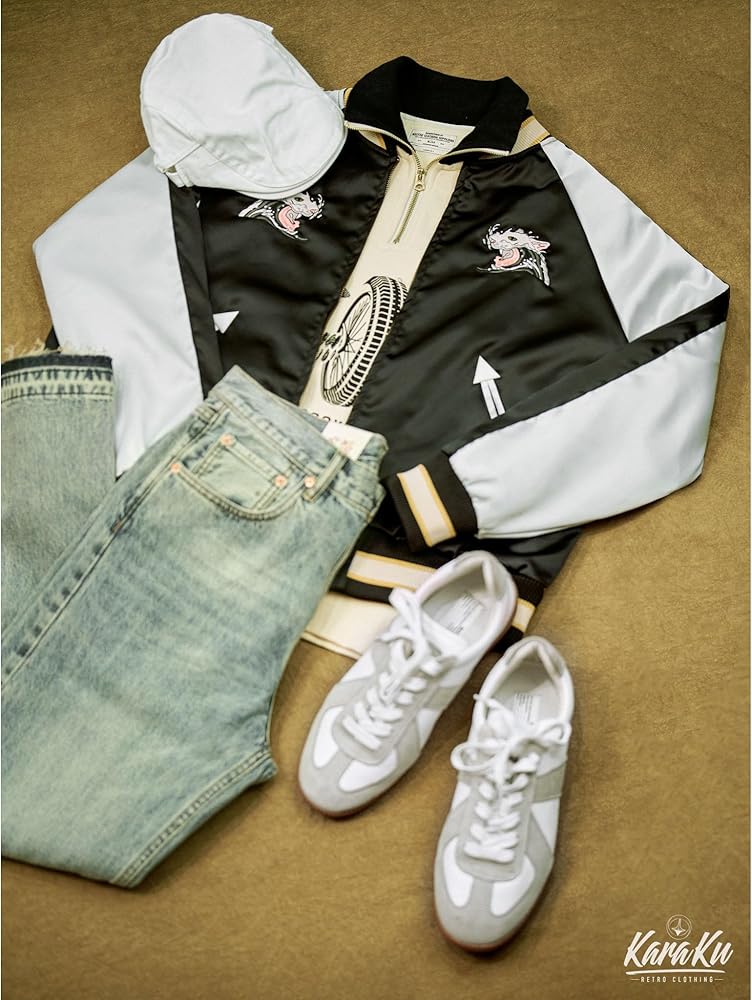 Amazon | [karaku] 横須賀「神奈川沖浪裏と波乗り猫」浮世絵刺繡入り