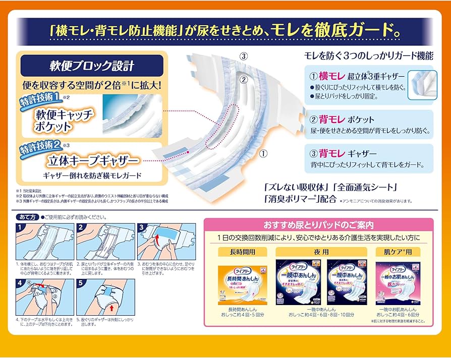 Amazon | ライフリー テープ止めおむつ 横モレあんしんテープ止め M