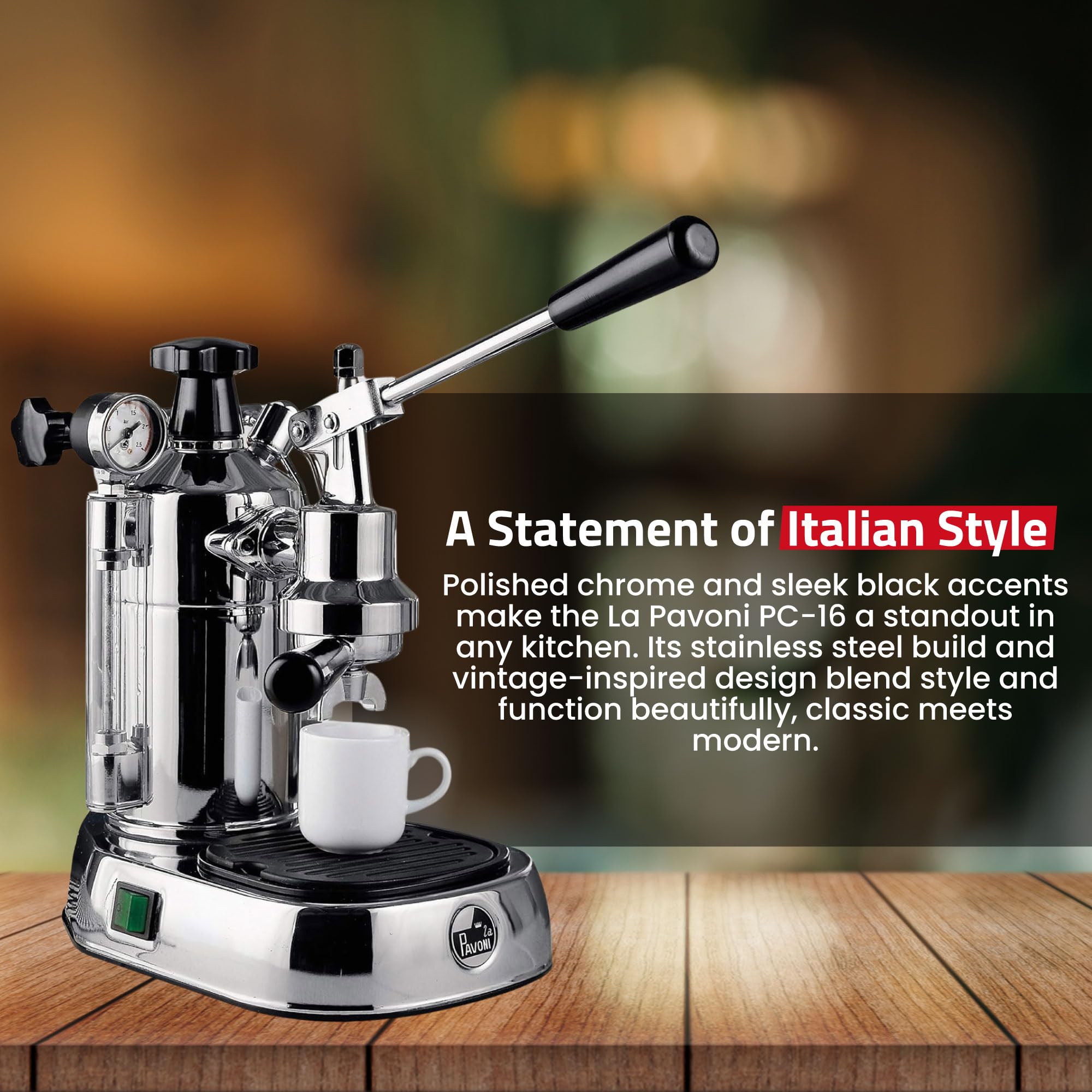 Amazon | ラPavoni PC-16プロエスプレッソマシーン、クローム | La