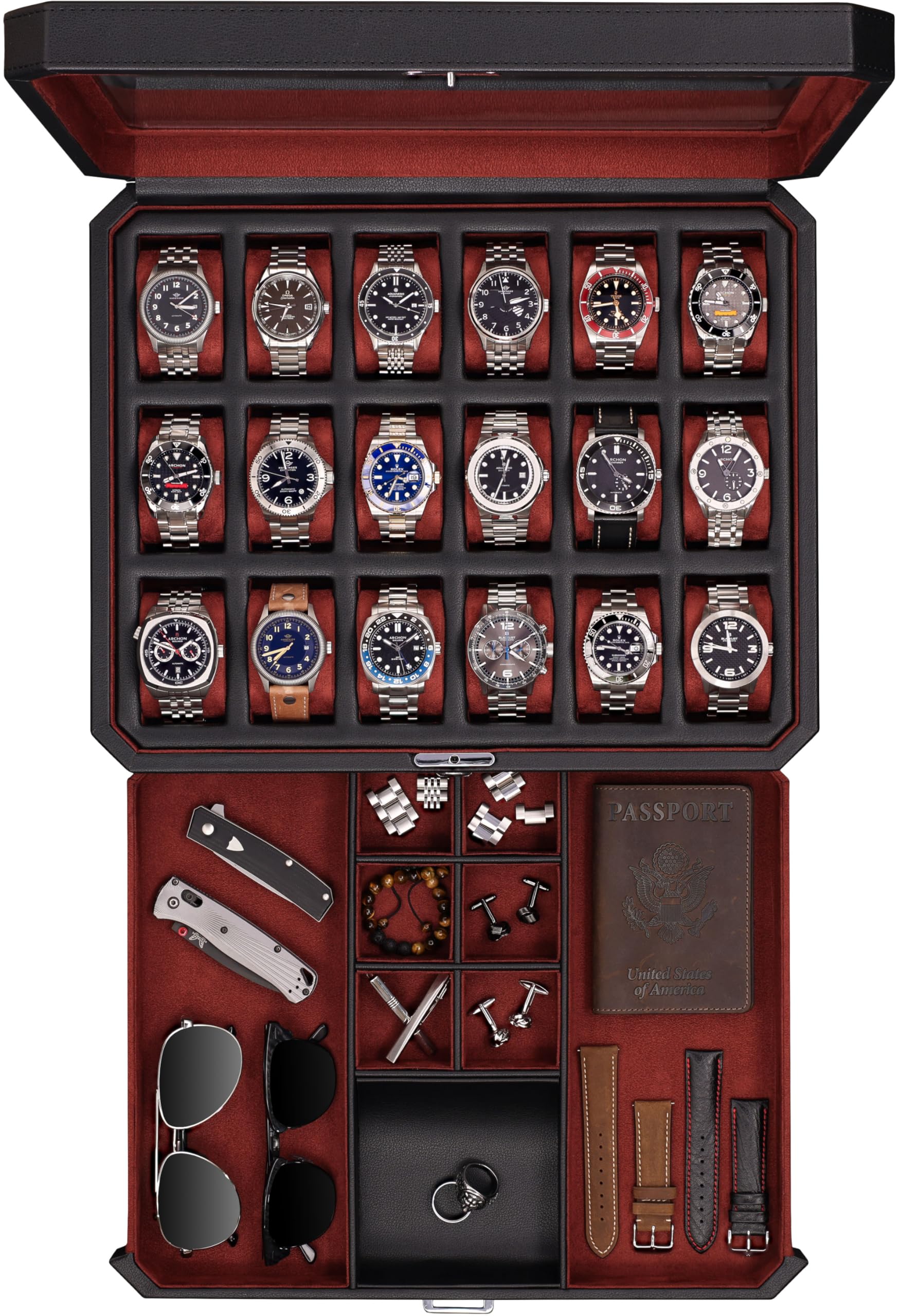 Amazon.com: ROTHWELL 18-Slot Watch Case with Drawer – Luxury Watch