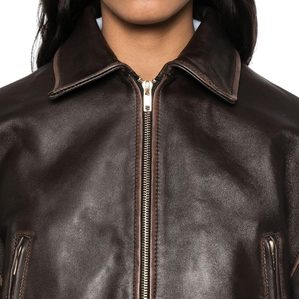 Women's Short Leather Bomber Jacket – Vintage Aviator Cropped