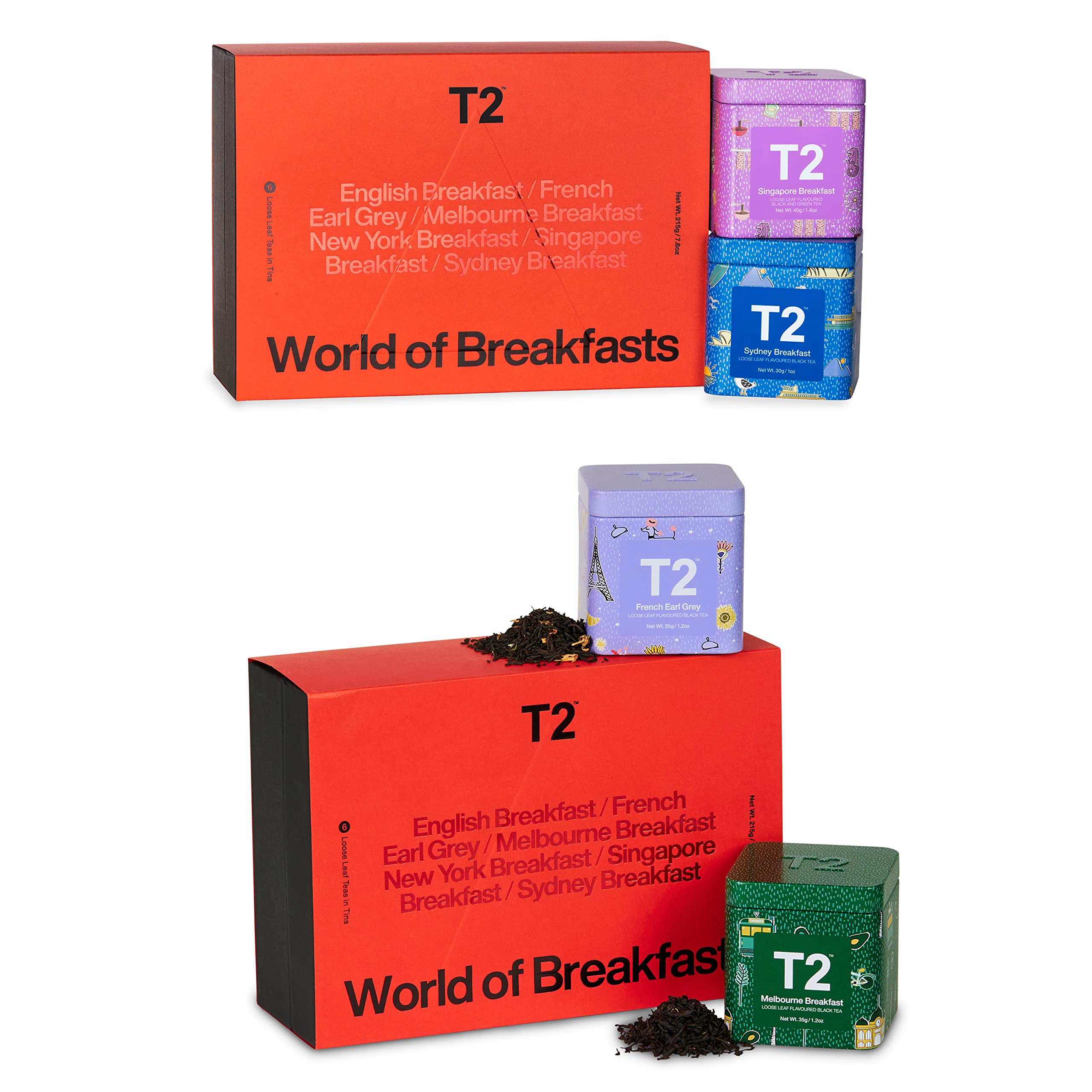 T2 Tea World of Breakfast Black Gift Pack 6 Loose Leaf Breakfast