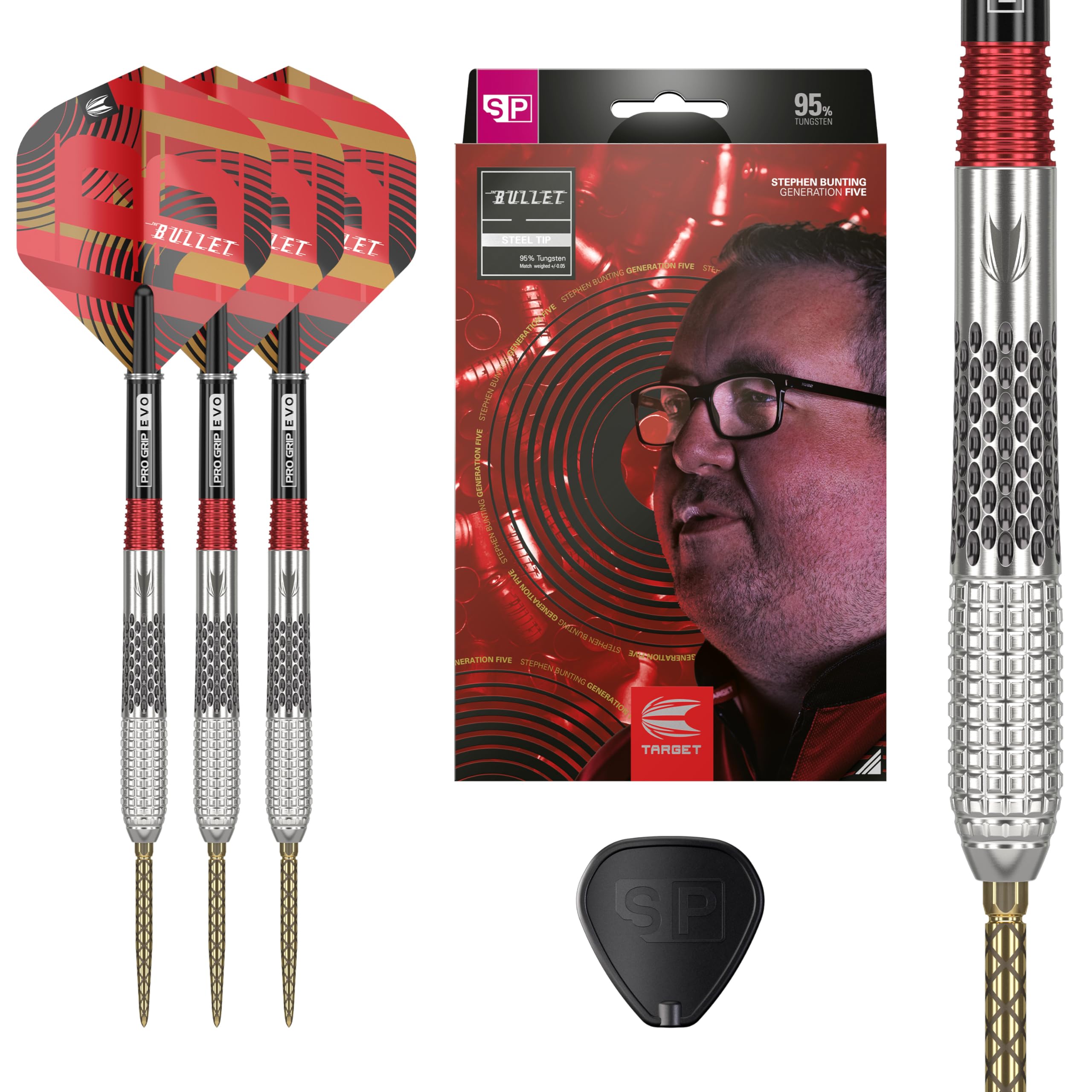 Target Darts Stephen Bunting G5 95% Tungsten Dart Set (23G), Steel