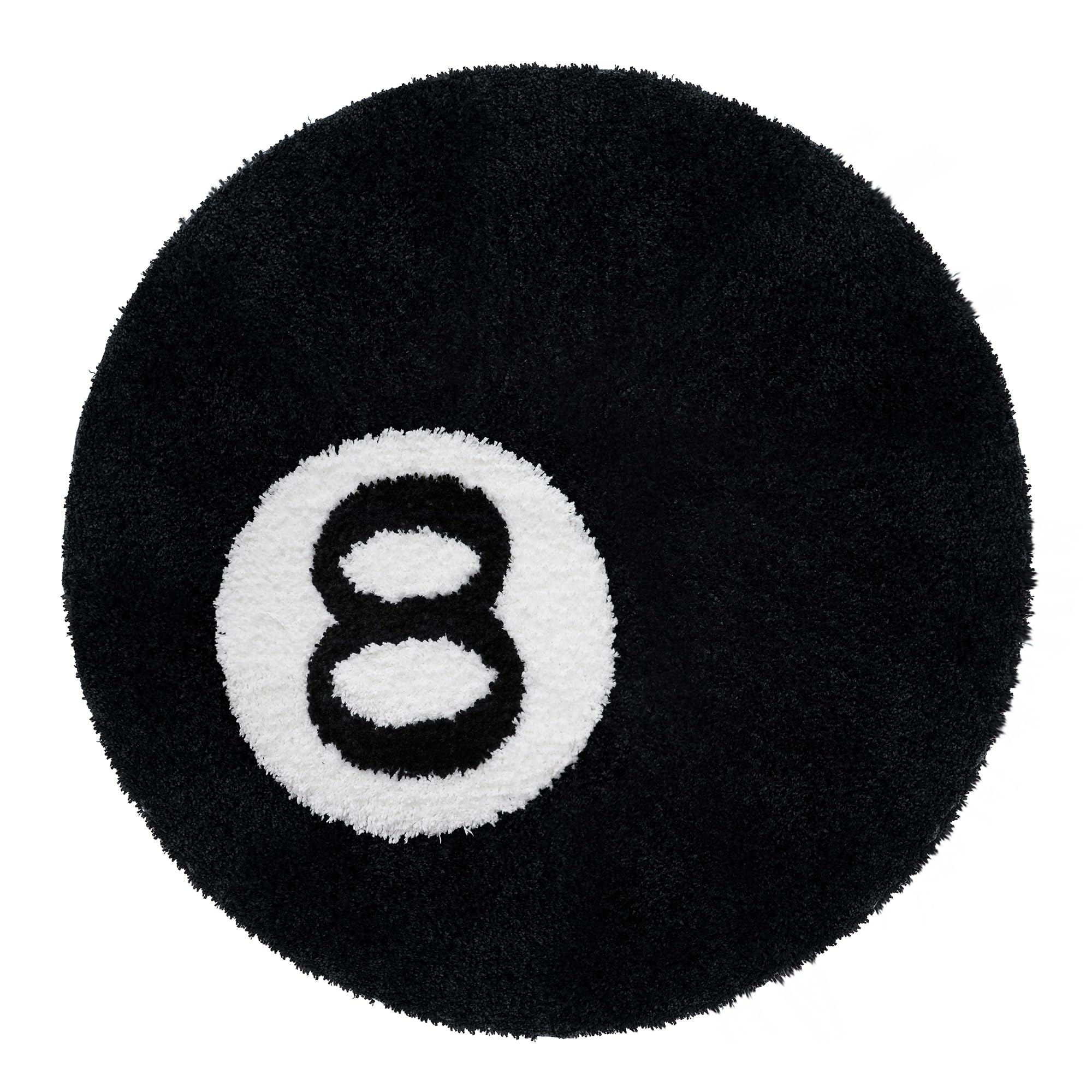 8 Ball Rug, 32 inch Large Black Round Rug for Home Decor, Stussy