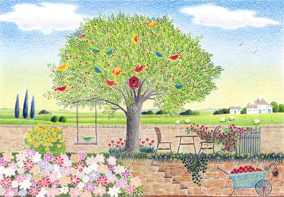 Amazon | 渡辺美香子 しあわせ届けて 絵画 花 鳥 羊 風景画 ジークレー