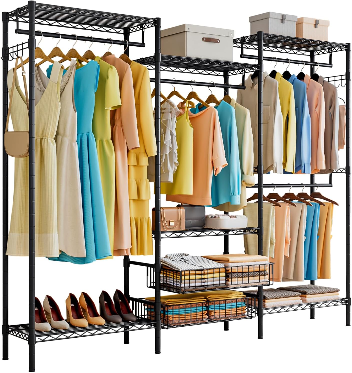 2772-シルバー 期間限定お値下げ 重量用2段ハンガーラック シルバー