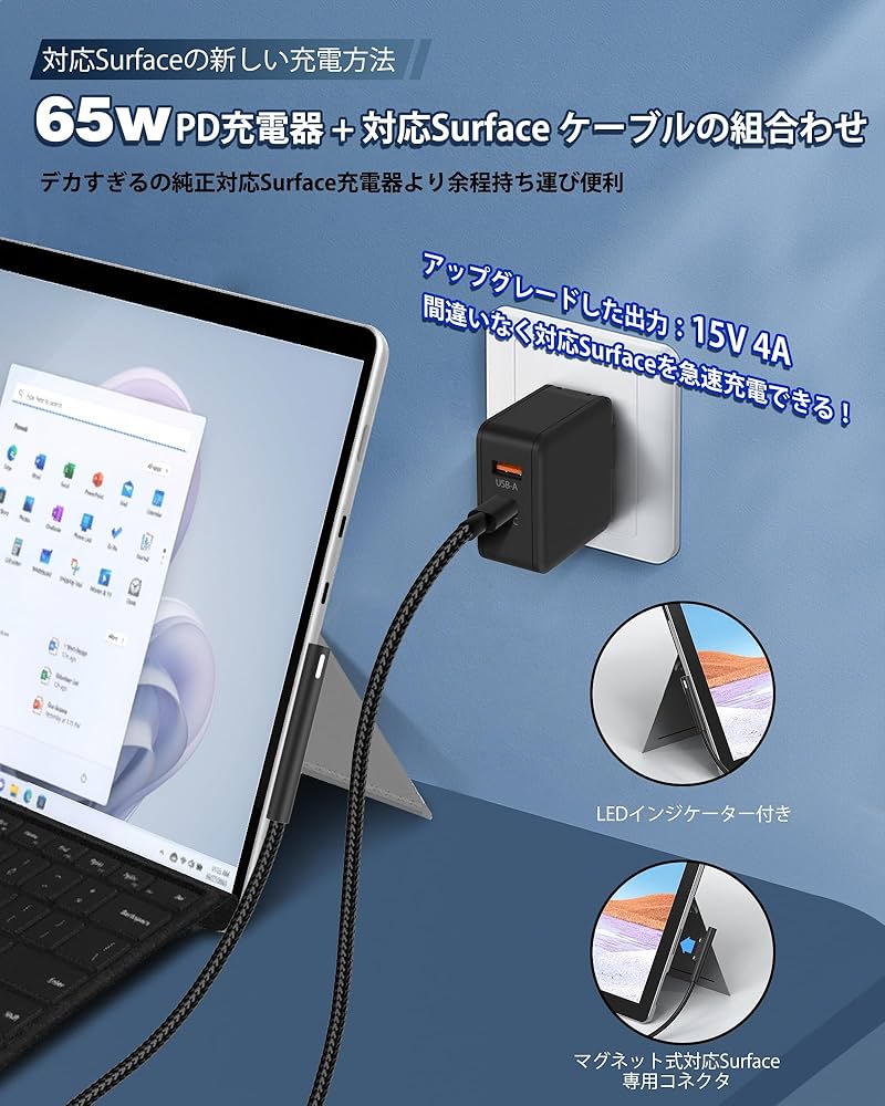 Amazon.co.jp: Dalugo Surface用 充電器 65W 67W サーフェス用 急速