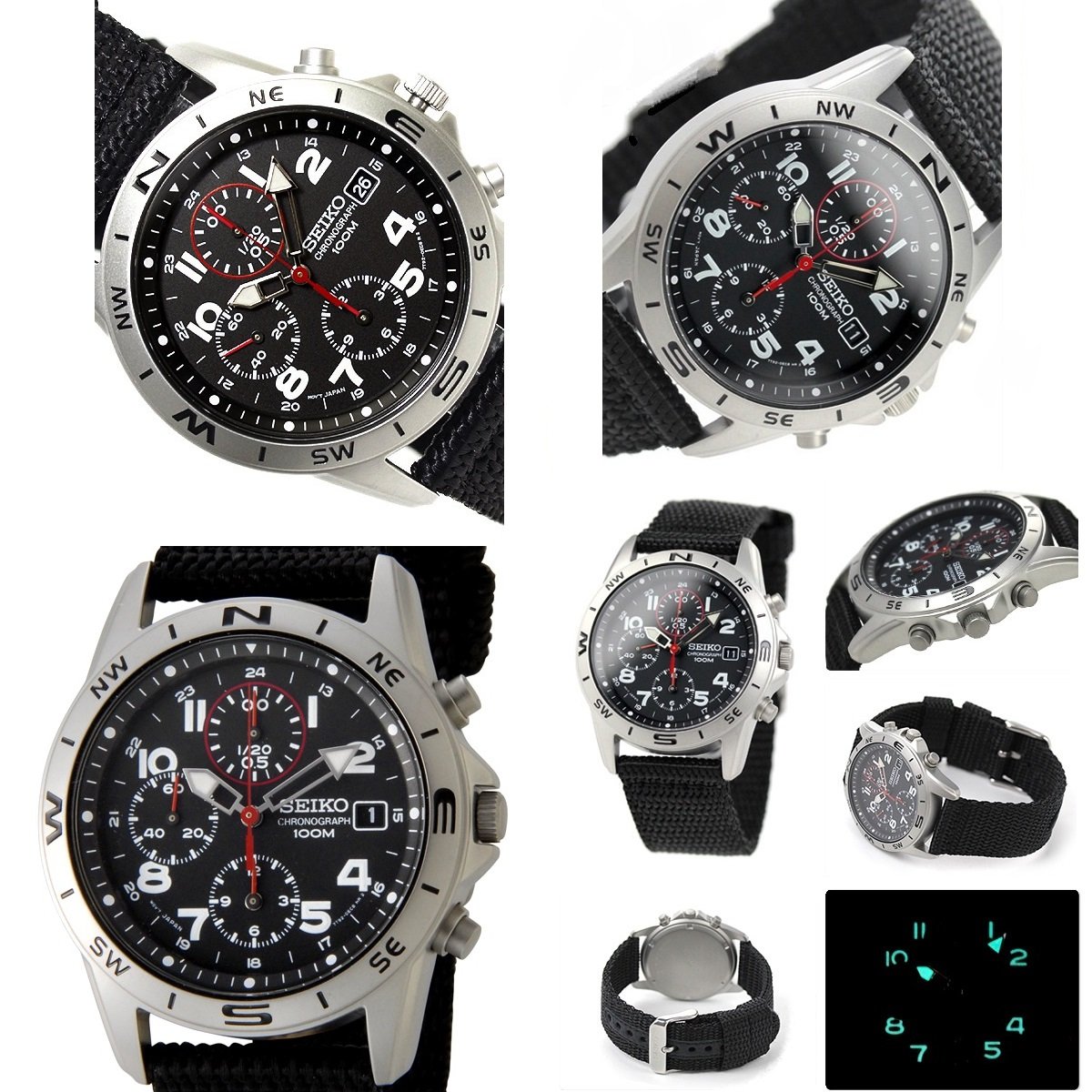 Amazon.co.jp: SEIKO Chronograph 100m防水 ナイロンベルトウォッチ
