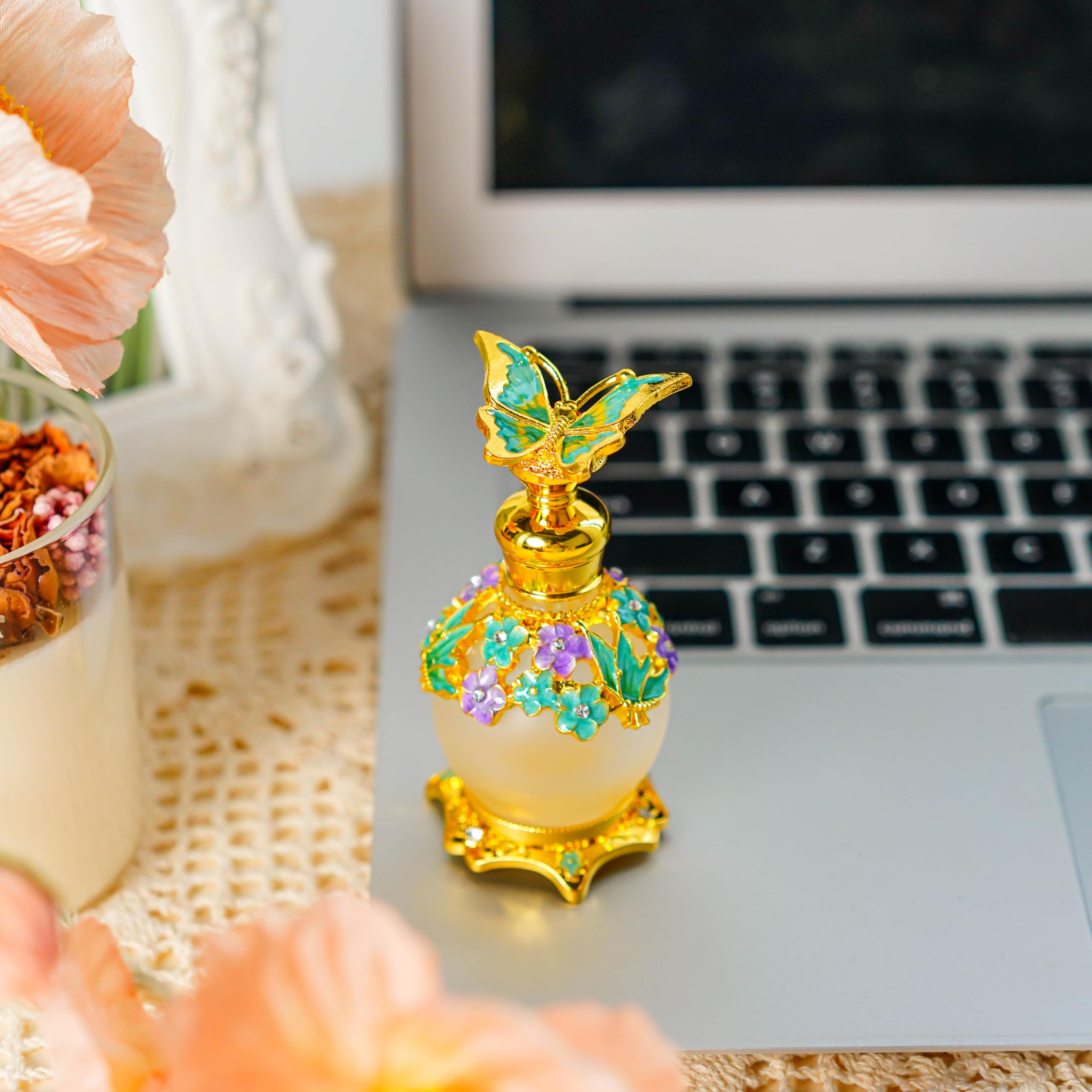 Amazon.com: YU FENG Butterfly Flower Glass Perfume Bottle Empty