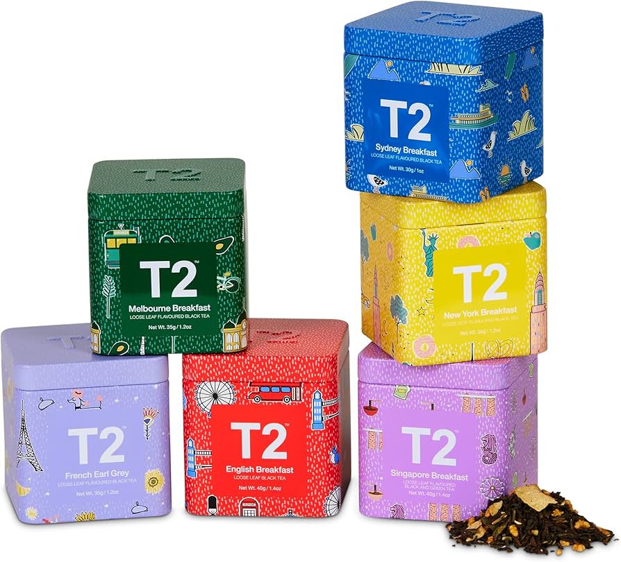 T2 Tea World of Breakfast- Black Tea Gift Pack, 6 Loose Leaf