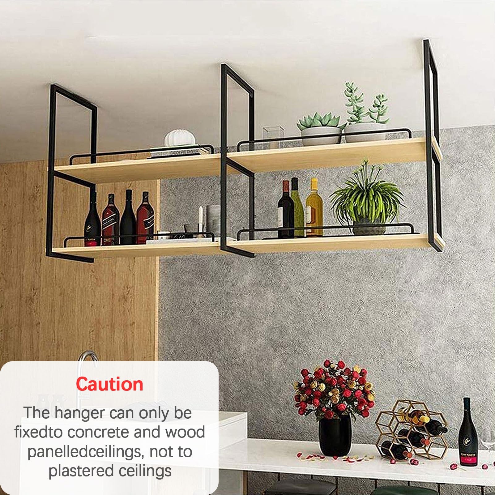 Amazon.co.jp: 天井棚 キッチン ポット パン ラック 吊り棚