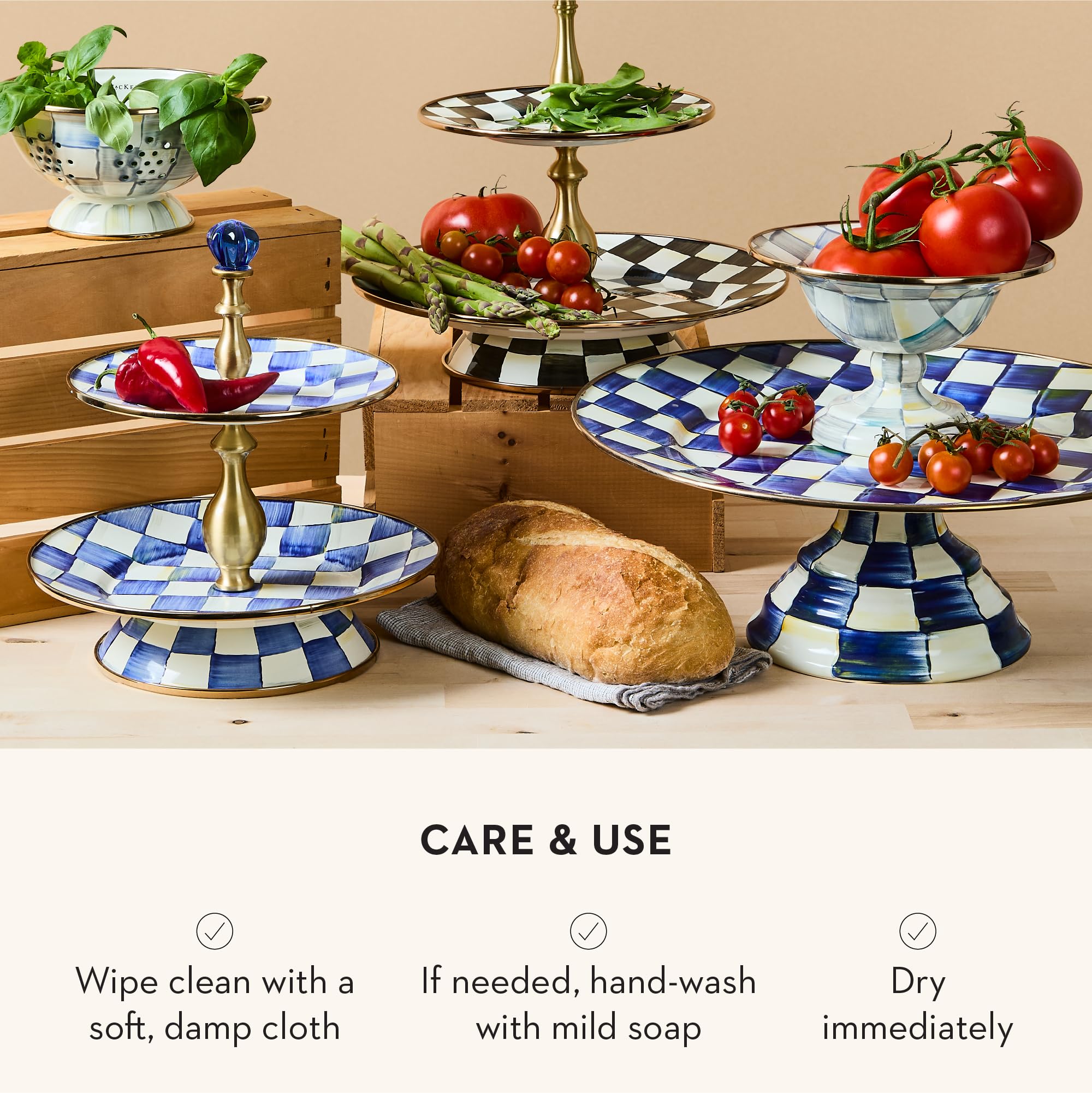 Amazon.com | MACKENZIE-CHILDS Enamel Two-Tier Sweet Stand, Two