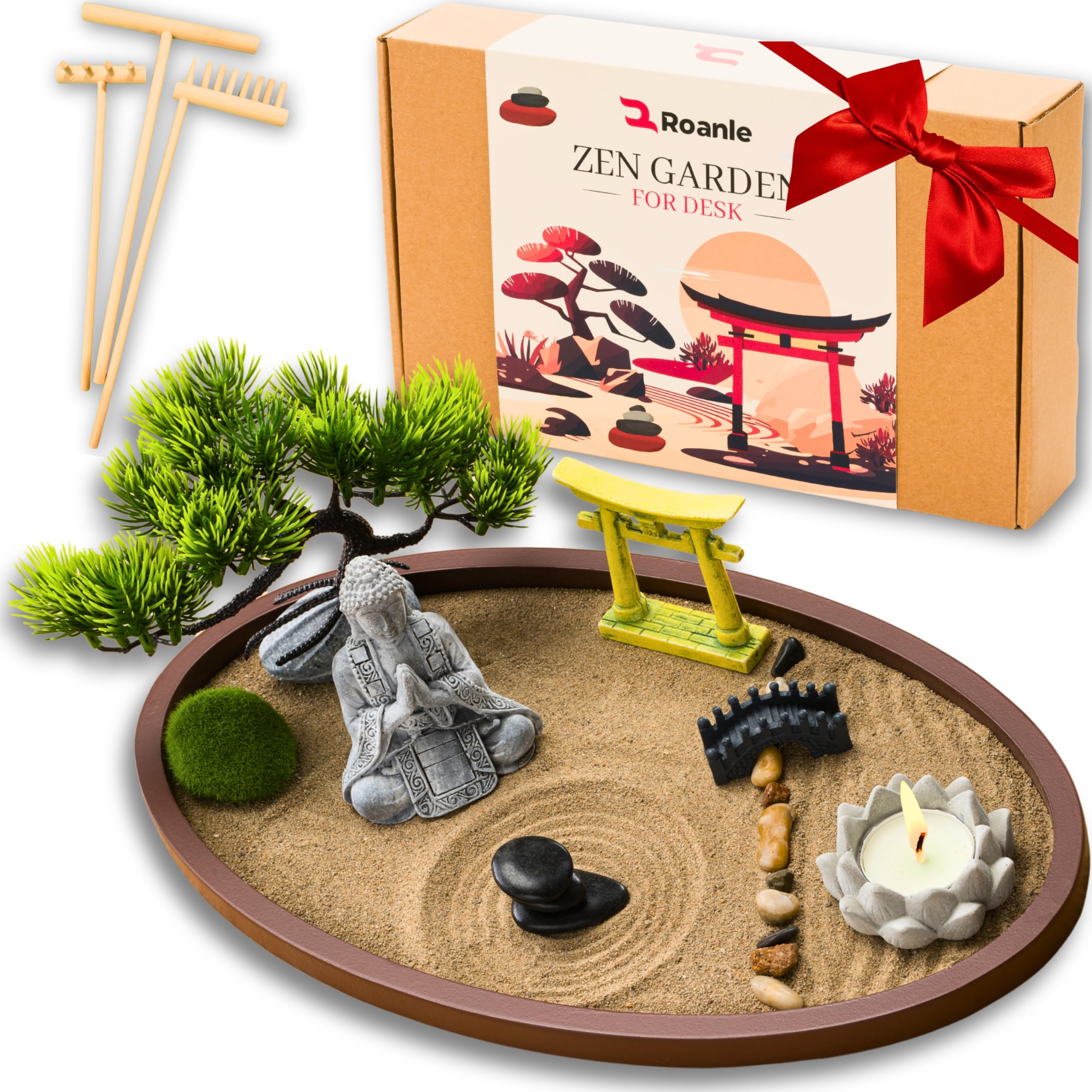 Amazon.com: Roanle Zen Garden for Desk 13x8in – Japanese Decor