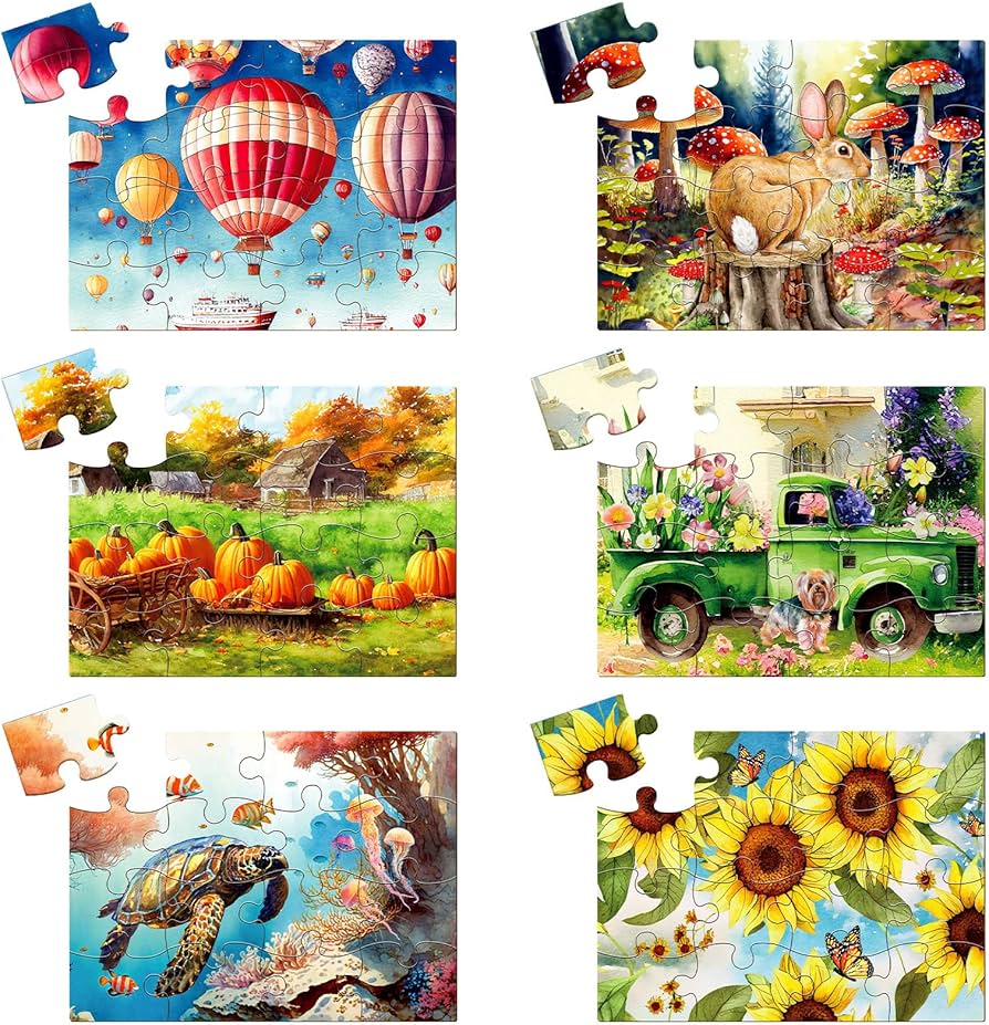 Amazon | Liliful 6パック 16ピース 大型パズル 高齢者向け 木製認知症