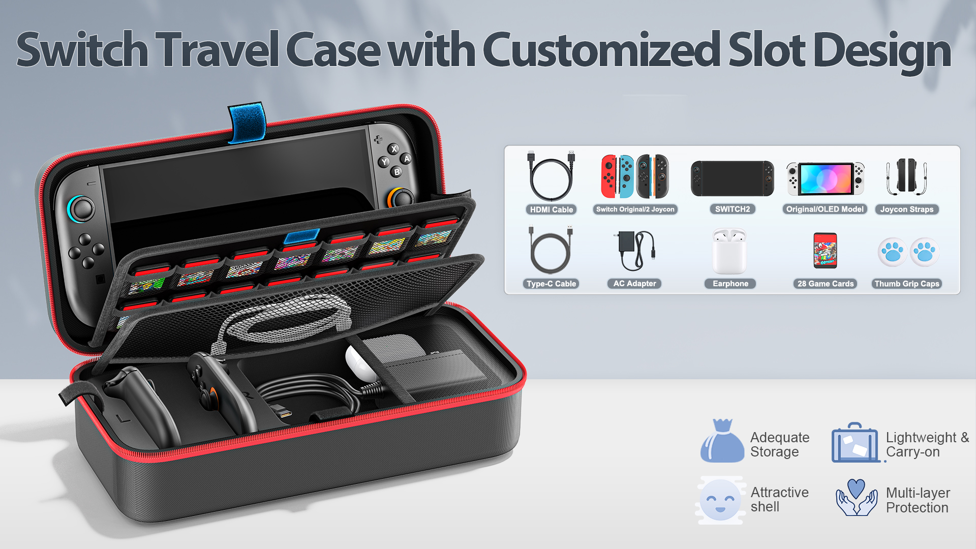 Amazon.com: Rysker Switch 2 Case for Joycon 2 & Charger, Hard