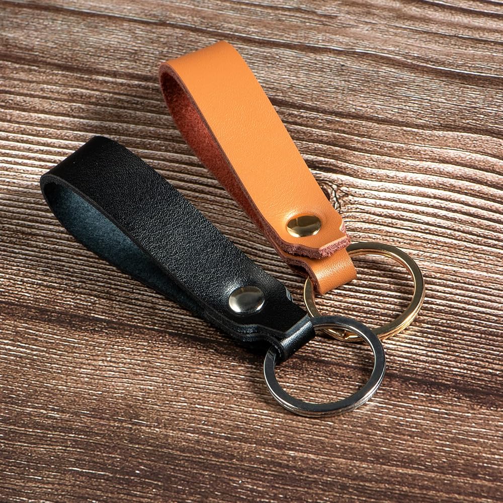Zafolia Genuine Leather Keychain for Car Home Key Ring Strap