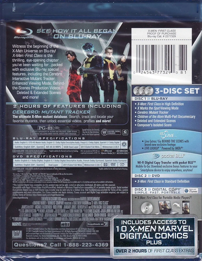 Amazon.com: X-Men: First Class (Three-Disc Blu-ray/DVD Combo +