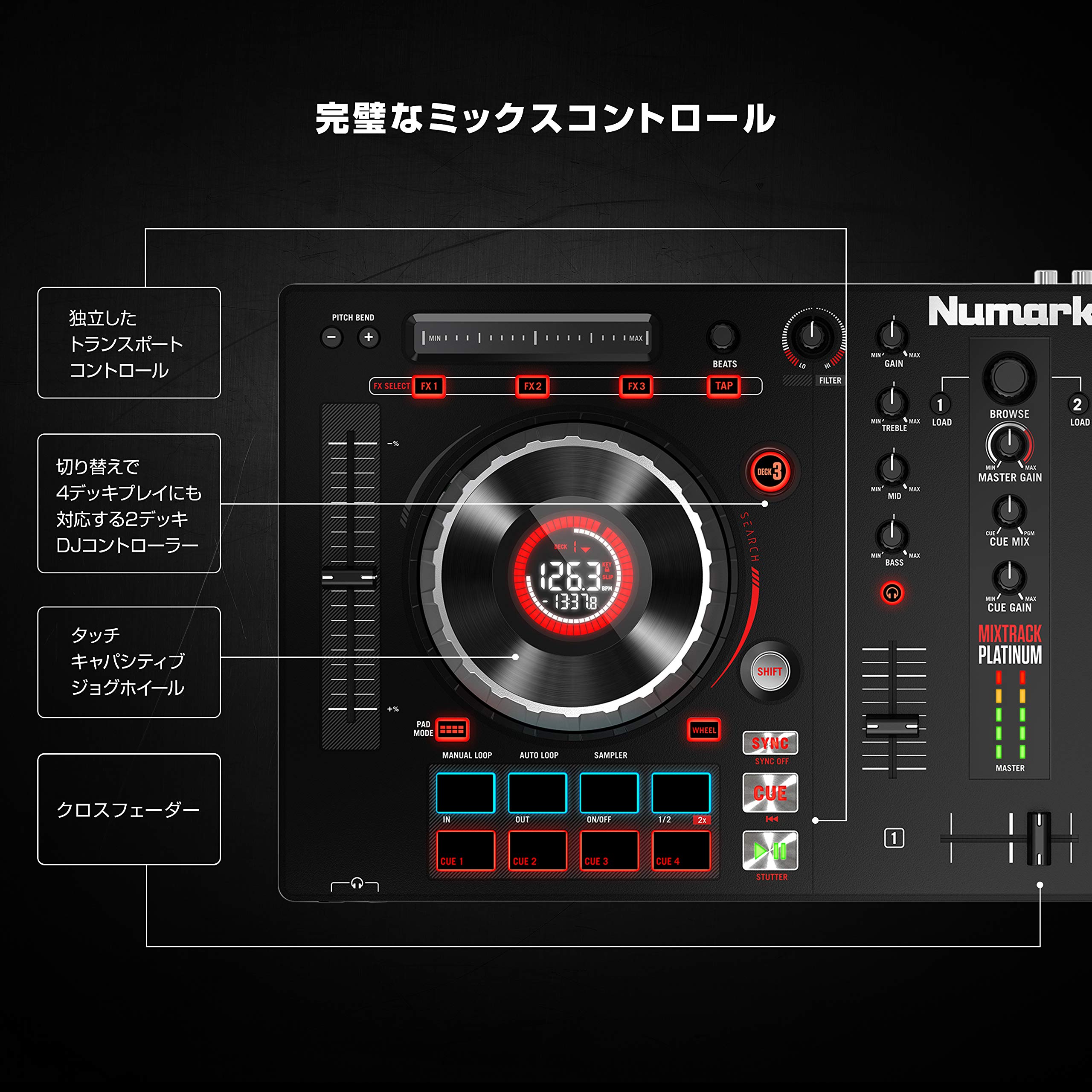 Amazon.co.jp: Numark 4デッキDJコントローラー Serato DJ Intro付き