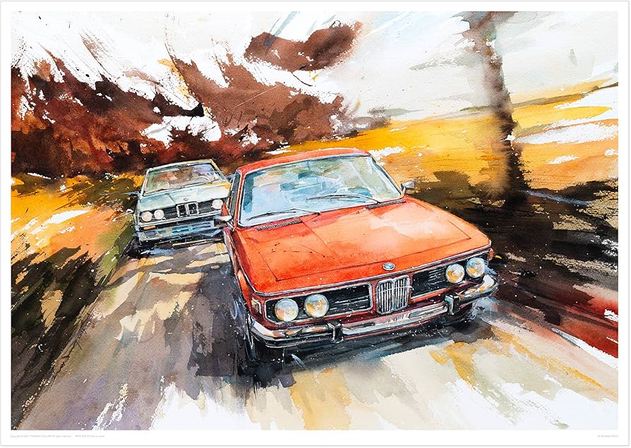 Amazon.co.jp: MINSEOK 水彩画 車 ポスター 屋内 装飾 [韓国製] A2