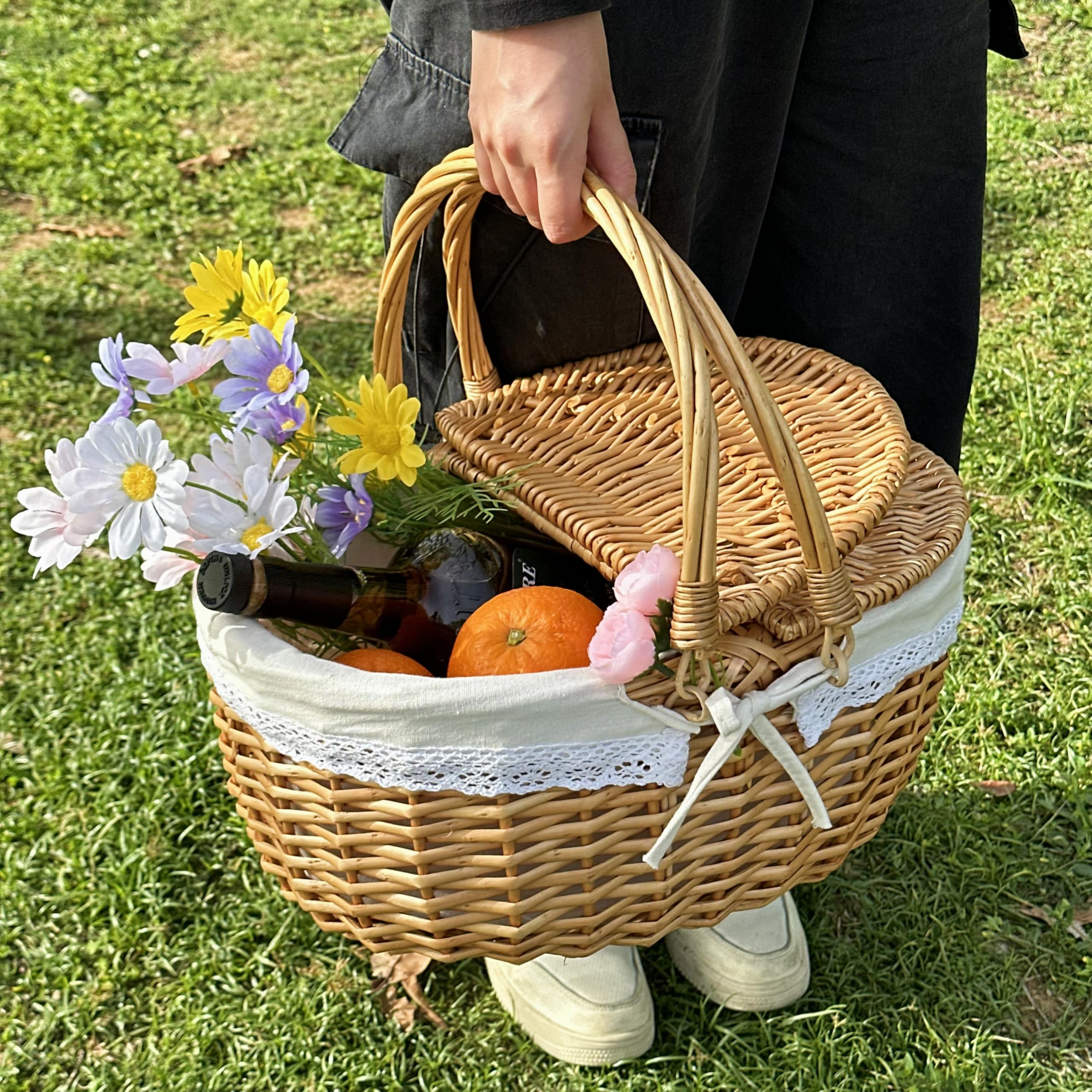 Amazon.com: Wicker Picnic Basket with Blankets,Empty Picnic