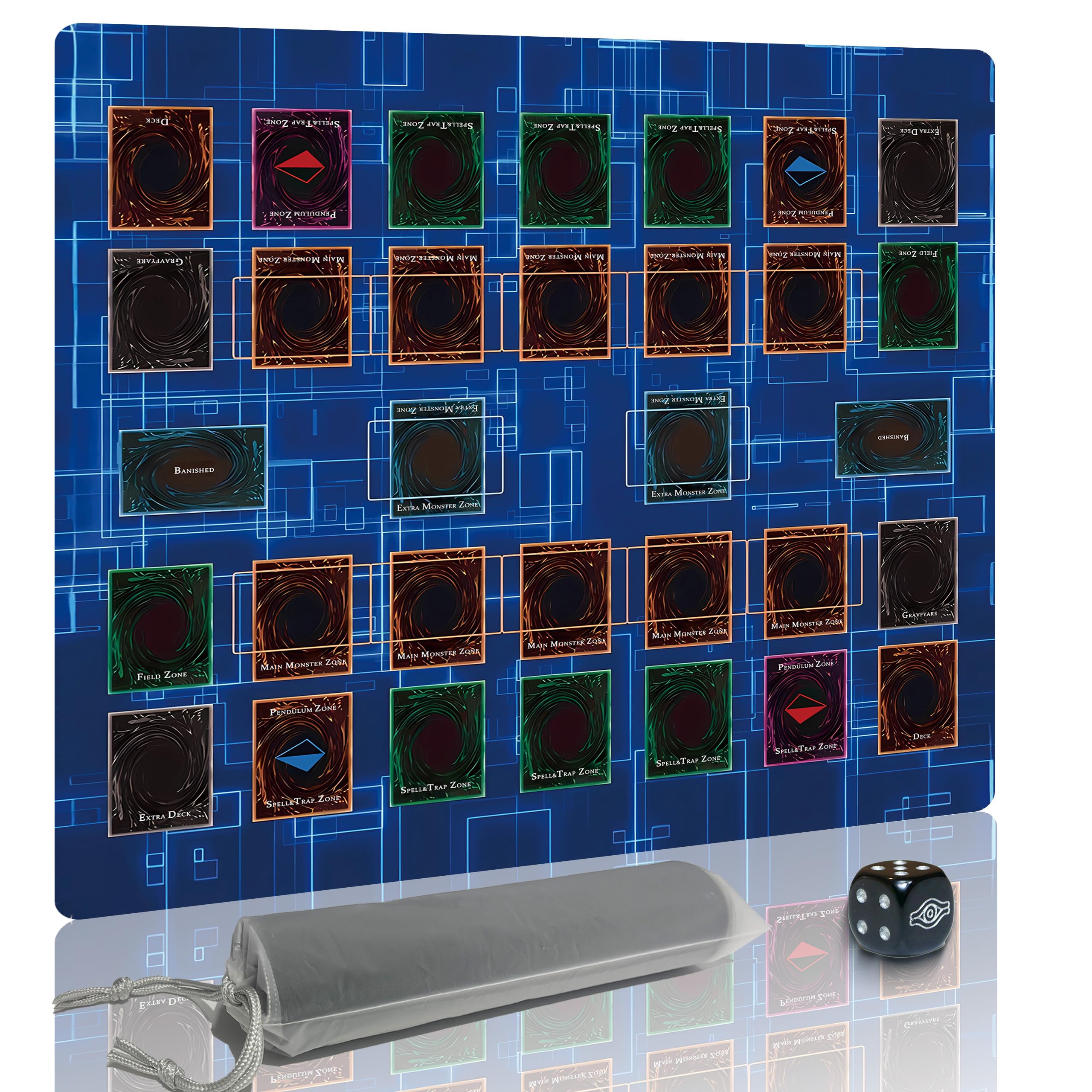 Amazon | 遊戯王プレイマット、2人用、限定版レアダイスと無料収納