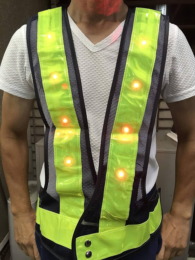 Amazon.co.jp: LED 安全ベスト 反射ベスト 夜光 チョッキ 蛍光 電光 電
