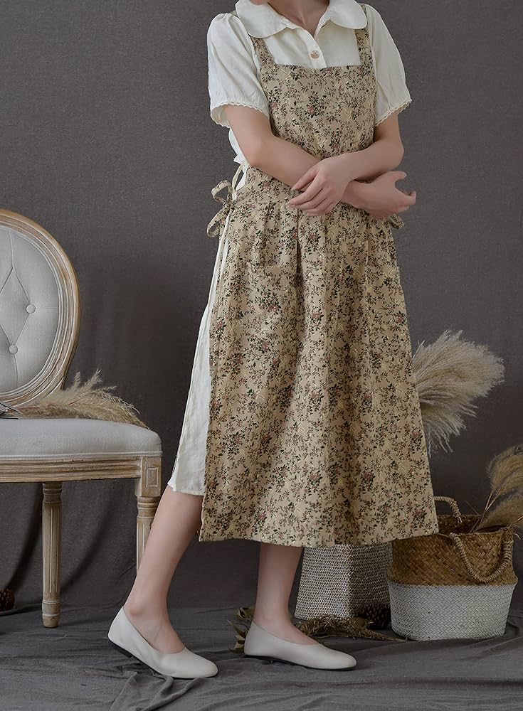 Amazon.com: TALIBSA Pinafore Apron Dress，Japanese Cotton Linen