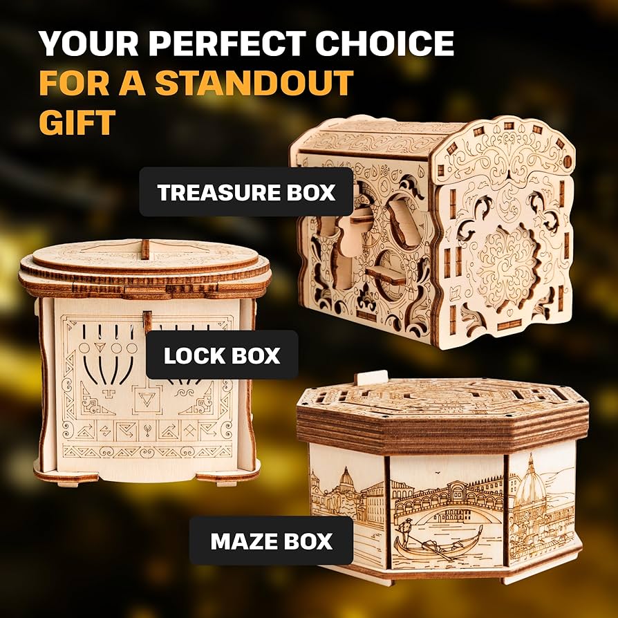Amazon.com: ESC WELT Wooden Secret Treasure Box Puzzle Game Made