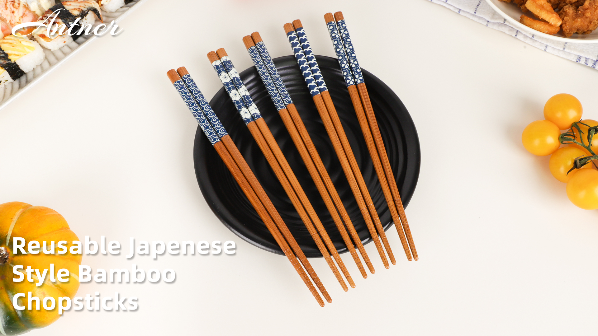 Amazon.com: Antner 5 Pairs Natural Bamboo Chopsticks Reusable