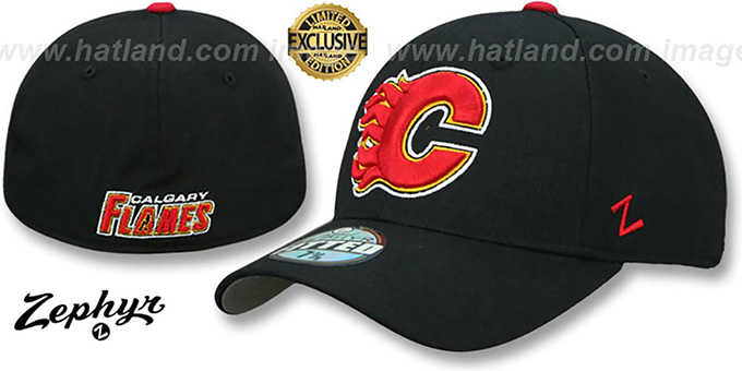Calgary Flames SHOOTOUT Black Fitted Hat by Zephyr