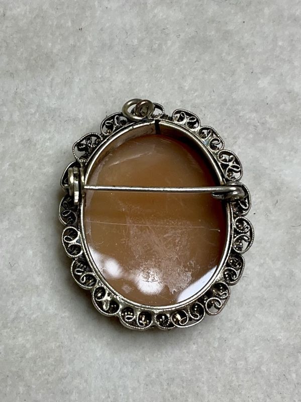 ギリシャ神話モチーフのシェルカメオブローチ1900年イギリス