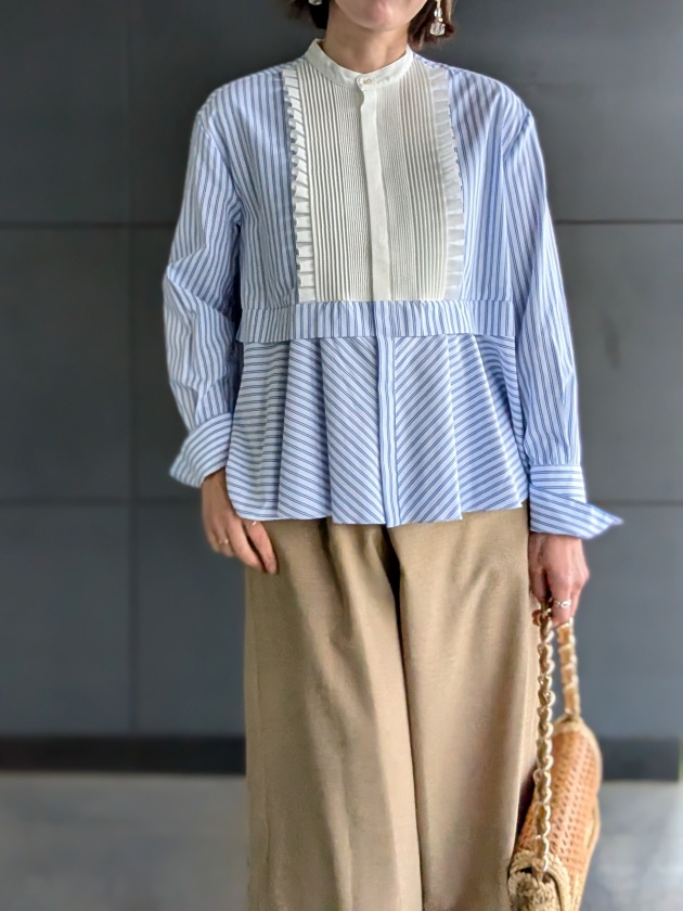 MARILYN MOON】マリリンムーン タックフリルフレアシャツ tuck frill