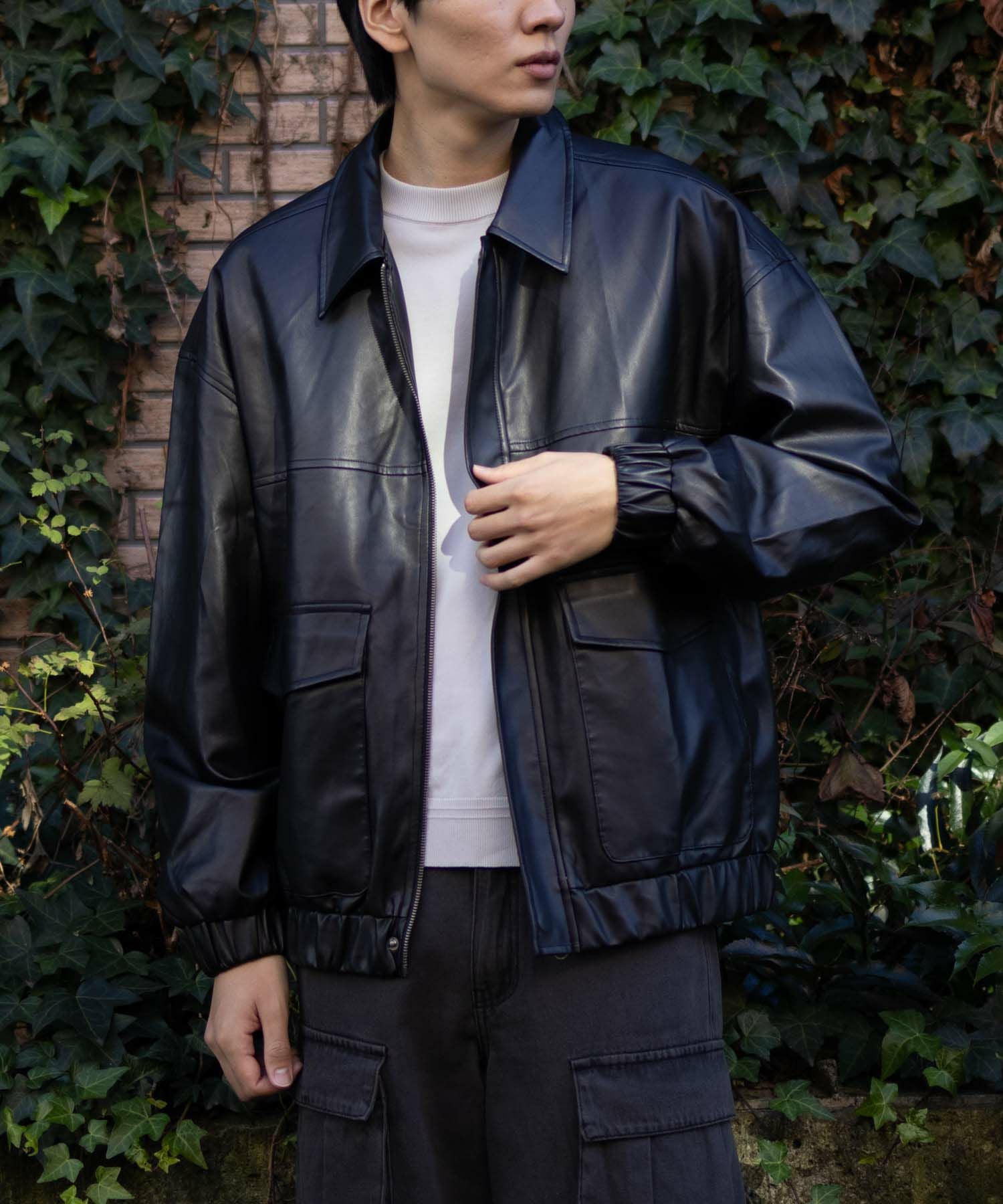 フェイクレザーA-2フライトジャケット メンズ